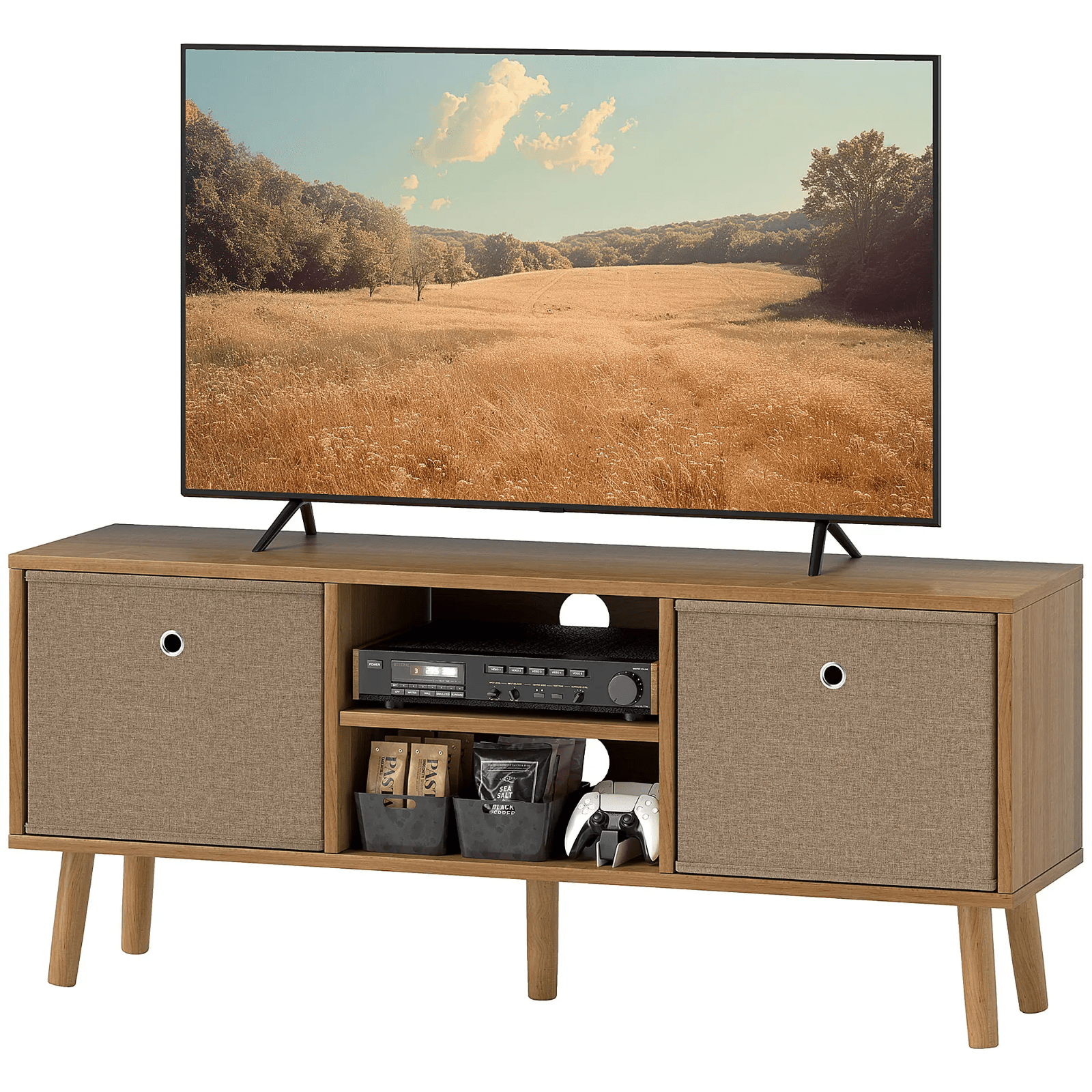 Modern Wooden TV Cabinet Stand Media Unit Shelves Brown TV Cube Storage Drawers - Home and Garden Furniture Shop - #rustic - furniture#