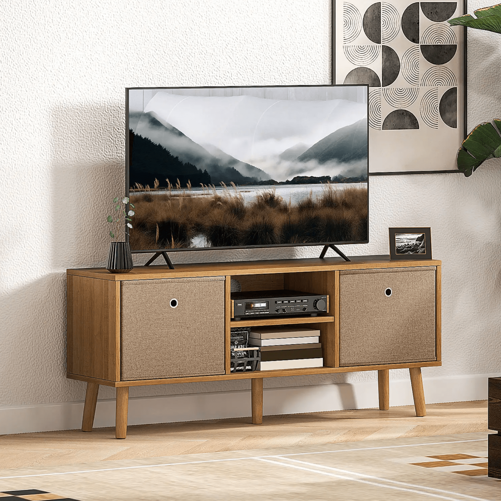 Modern Wooden TV Cabinet Stand Media Unit Shelves Brown TV Cube Storage Drawers - Home and Garden Furniture Shop - #rustic - furniture#