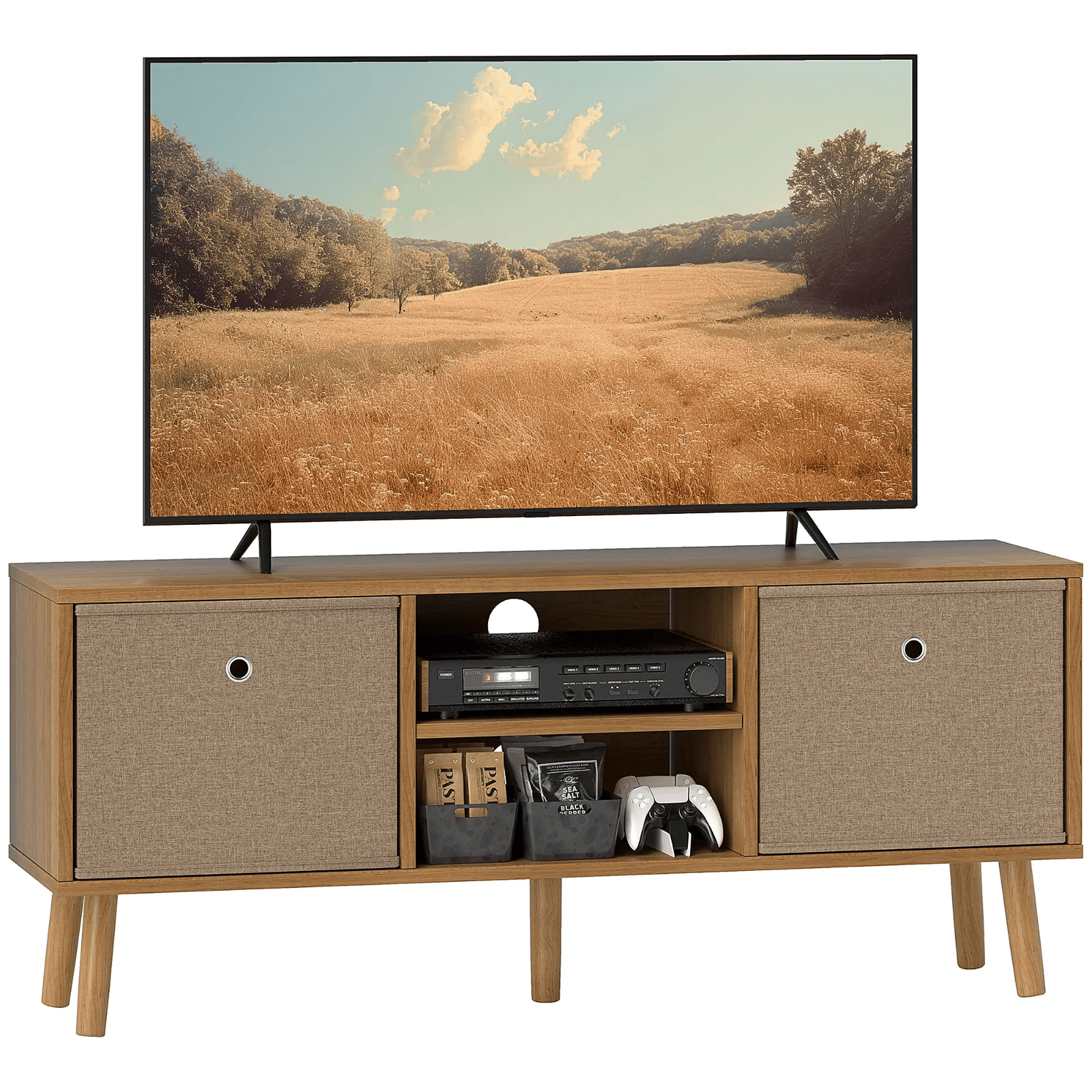 Modern Wooden TV Cabinet Stand Media Unit Shelves Brown TV Cube Storage Drawers - Home and Garden Furniture Shop - #rustic - furniture#