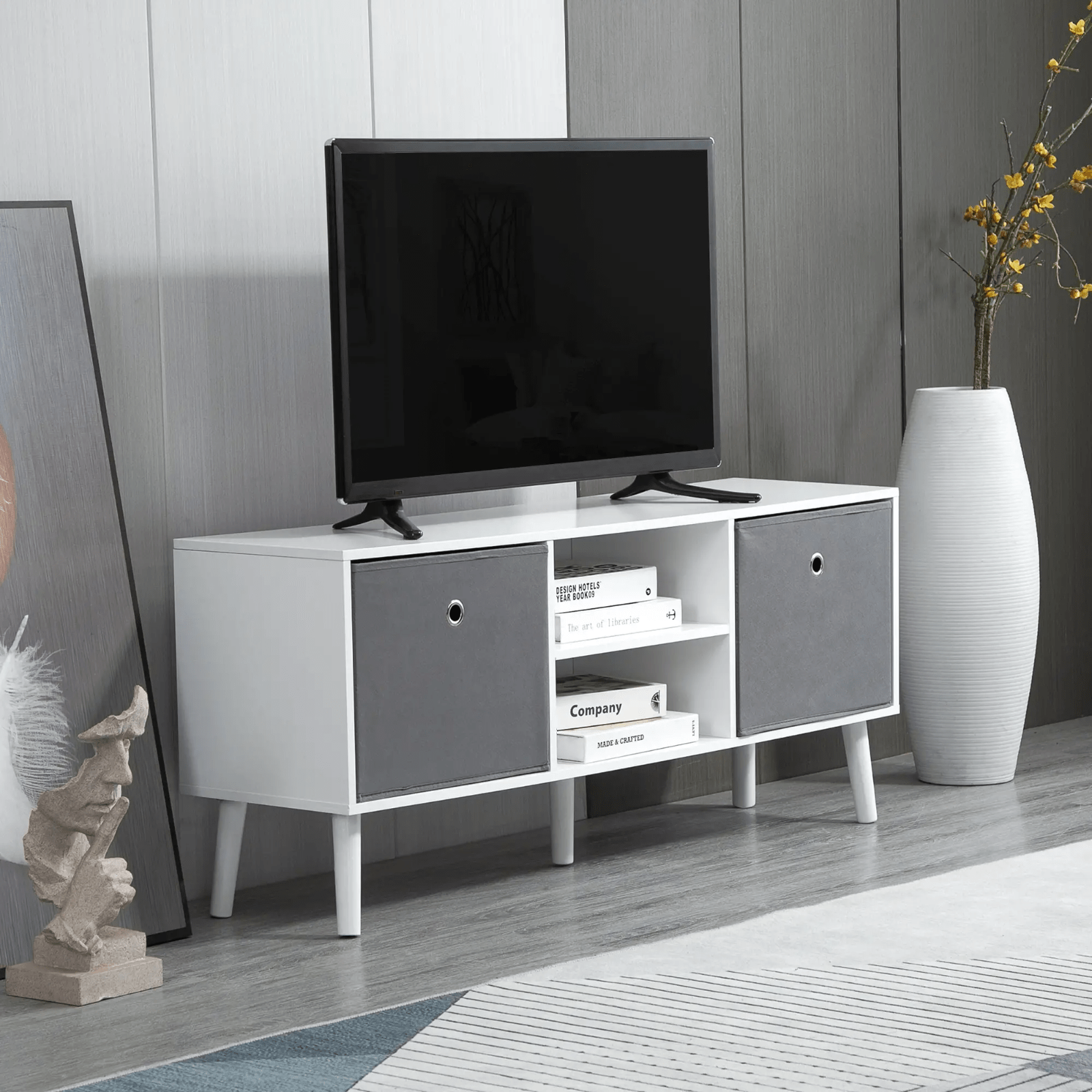 Modern Wooden TV Stand Cabinet Media Unit Shelves Retro TV Cube Storage Drawers - Home and Garden Furniture Shop - #rustic - furniture#