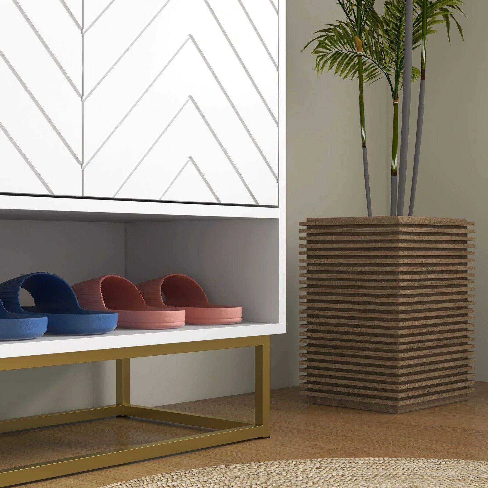 Narrow Shoe Storage Cabinet Open Compartment 4 Shelves Slim Shoe Storage Hallway - Home and Garden Furniture Shop - rustic - furniture