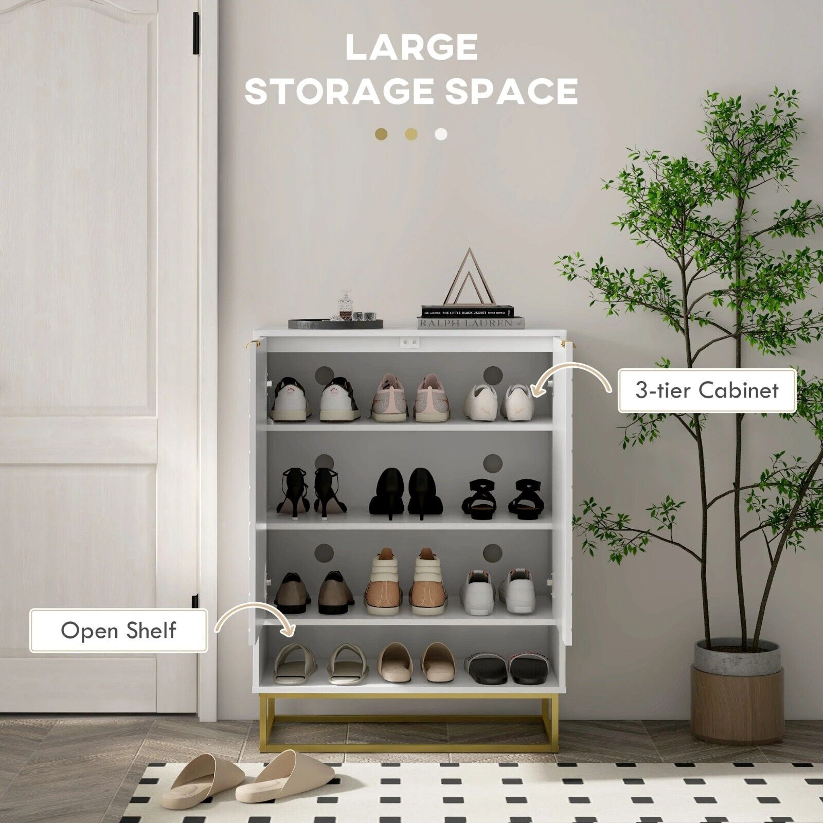 Narrow Shoe Storage Cabinet Open Compartment 4 Shelves Slim Shoe Storage Hallway - Home and Garden Furniture Shop - rustic - furniture
