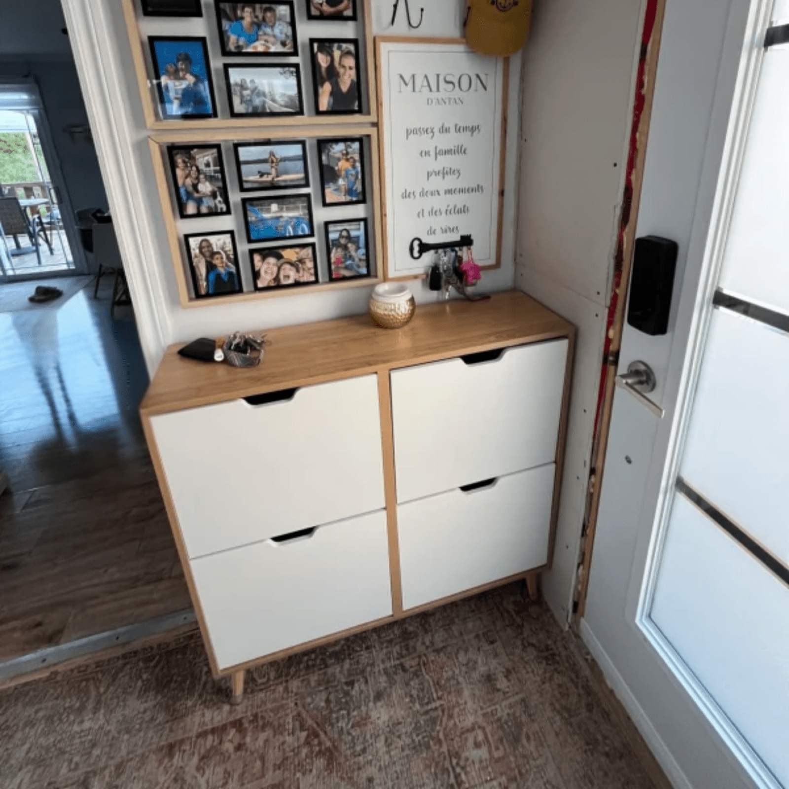 Narrow Shoe Storage Cabinet with 4 Flip Drawers Wood Shoe Rack 16 Pairs of Shoes - Home and Garden Furniture Shop - rustic - furniture