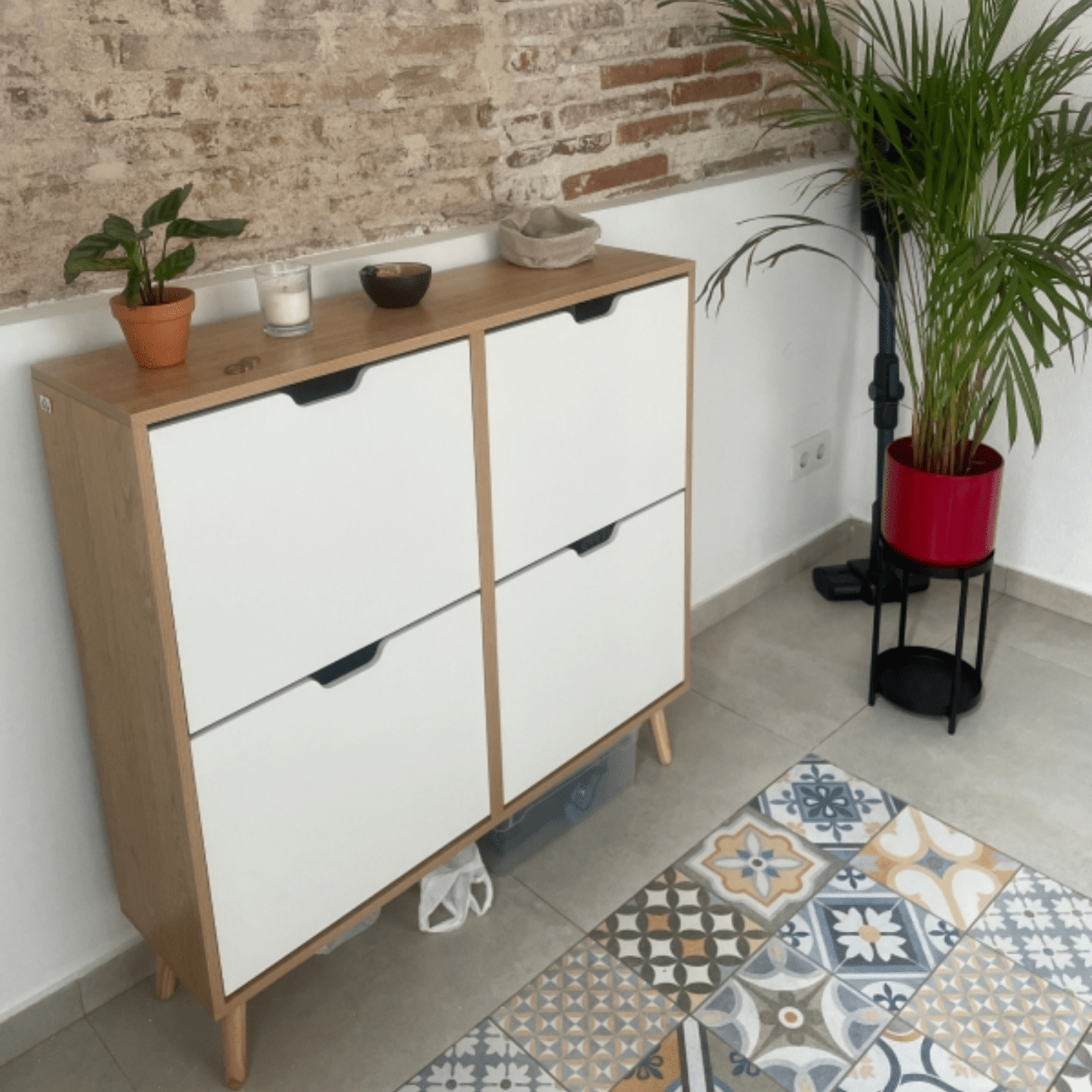 Narrow Shoe Storage Cabinet with 4 Flip Drawers Wood Shoe Rack 16 Pairs of Shoes - Home and Garden Furniture Shop - rustic - furniture