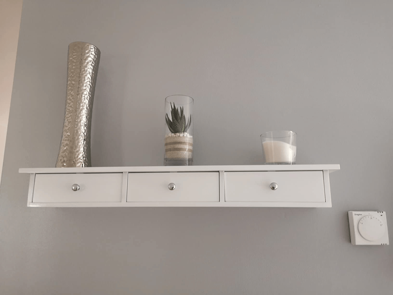 Narrow White Floating Wall Shelf 3 Drawers Modern Hanging Storage Shelving Unit - Home and Garden Furniture Shop - rustic - furniture