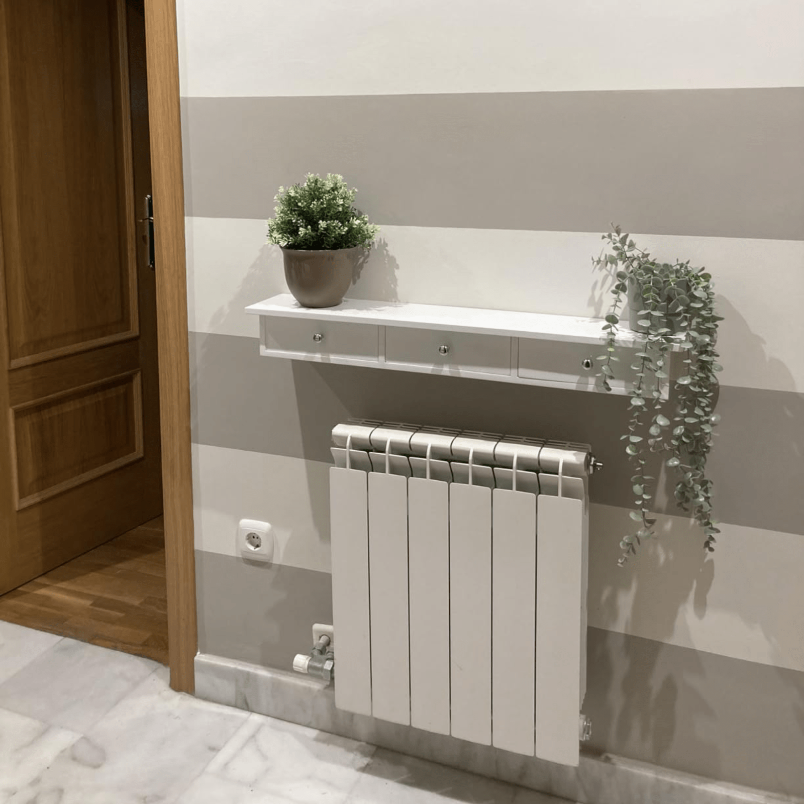 Narrow White Floating Wall Shelf 3 Drawers Modern Hanging Storage Shelving Unit - Home and Garden Furniture Shop - rustic - furniture