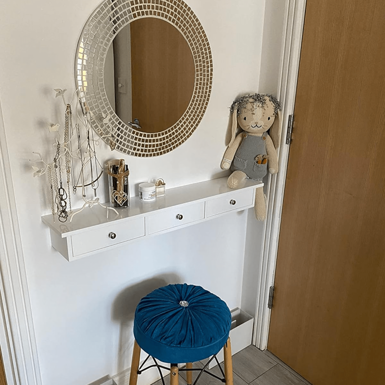 Narrow White Floating Wall Shelf 3 Drawers Modern Hanging Storage Shelving Unit - Home and Garden Furniture Shop - rustic - furniture