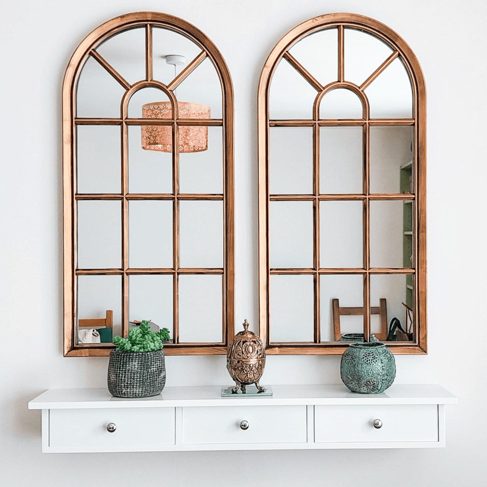 Narrow White Floating Wall Shelf 3 Drawers Modern Hanging Storage Shelving Unit - Home and Garden Furniture Shop - rustic - furniture