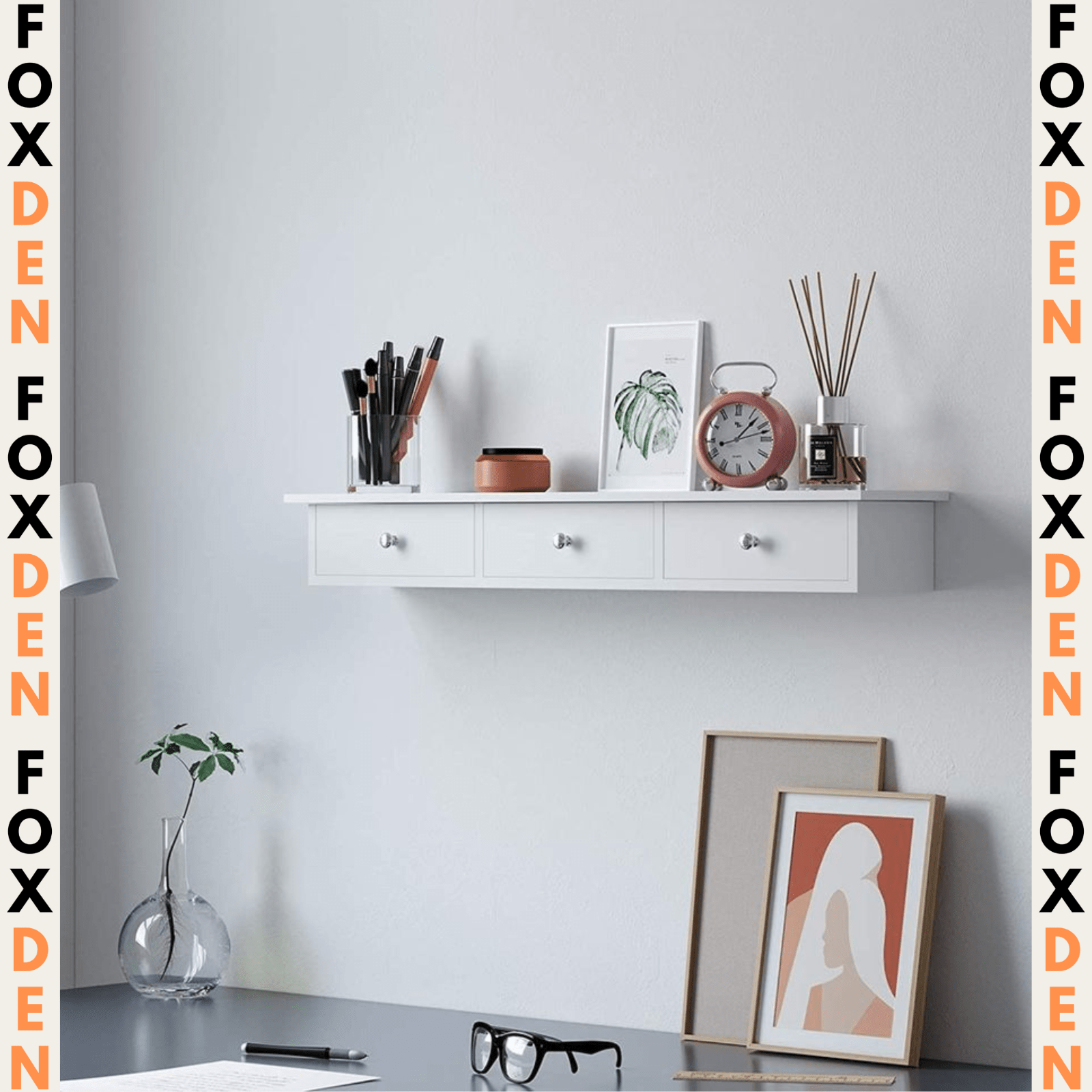 Narrow White Floating Wall Shelf 3 Drawers Modern Hanging Storage Shelving Unit - Home and Garden Furniture Shop - rustic - furniture