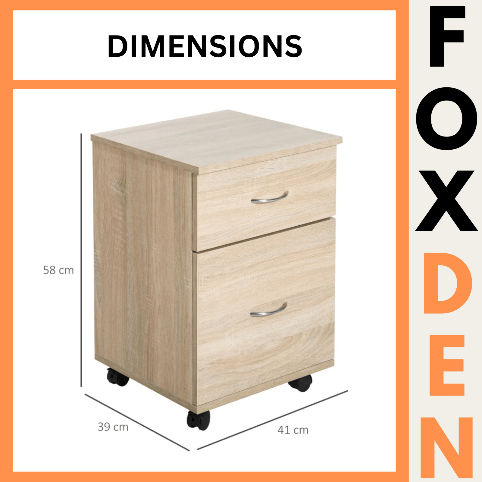 Oak 2 Drawer File Cabinet Pedestal Office Mobile Wooden Storage Office Filing - Home and Garden Furniture Shop - rustic - furniture