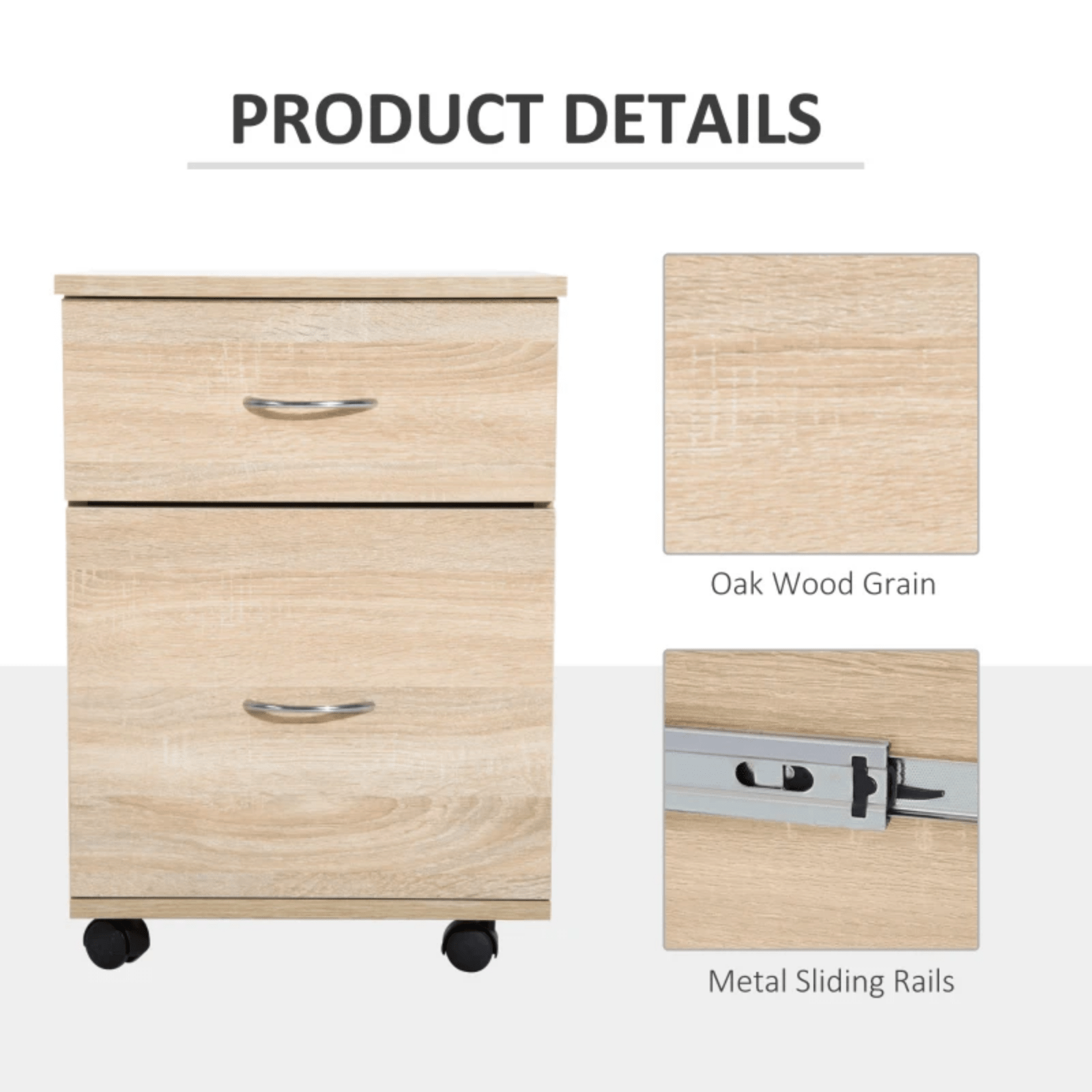 Oak 2 Drawer File Cabinet Pedestal Office Mobile Wooden Storage Office Filing - Home and Garden Furniture Shop - rustic - furniture
