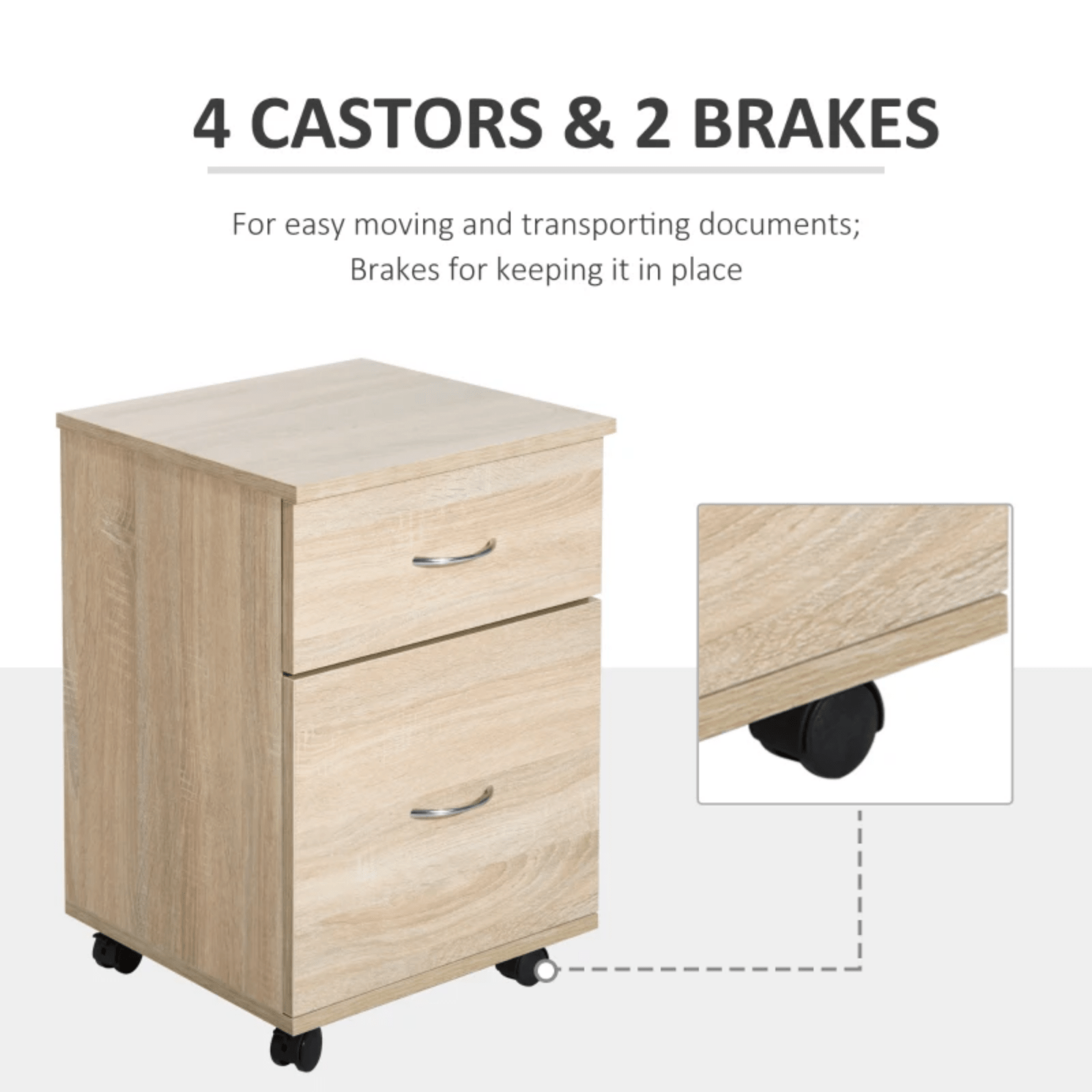 Oak 2 Drawer File Cabinet Pedestal Office Mobile Wooden Storage Office Filing - Home and Garden Furniture Shop - rustic - furniture