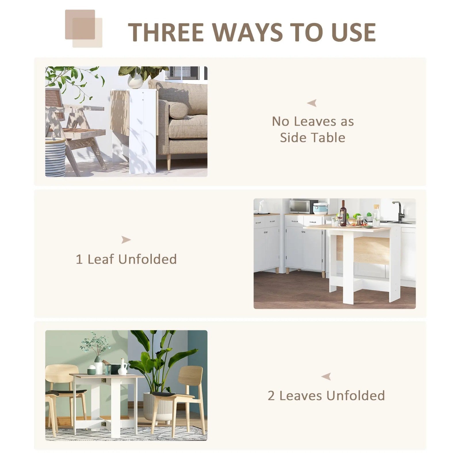 Oak Drop Leaf Dining Table Modern Breakfast Kitchen White Small Folding Desk - Home and Garden Furniture Shop - rustic - furniture