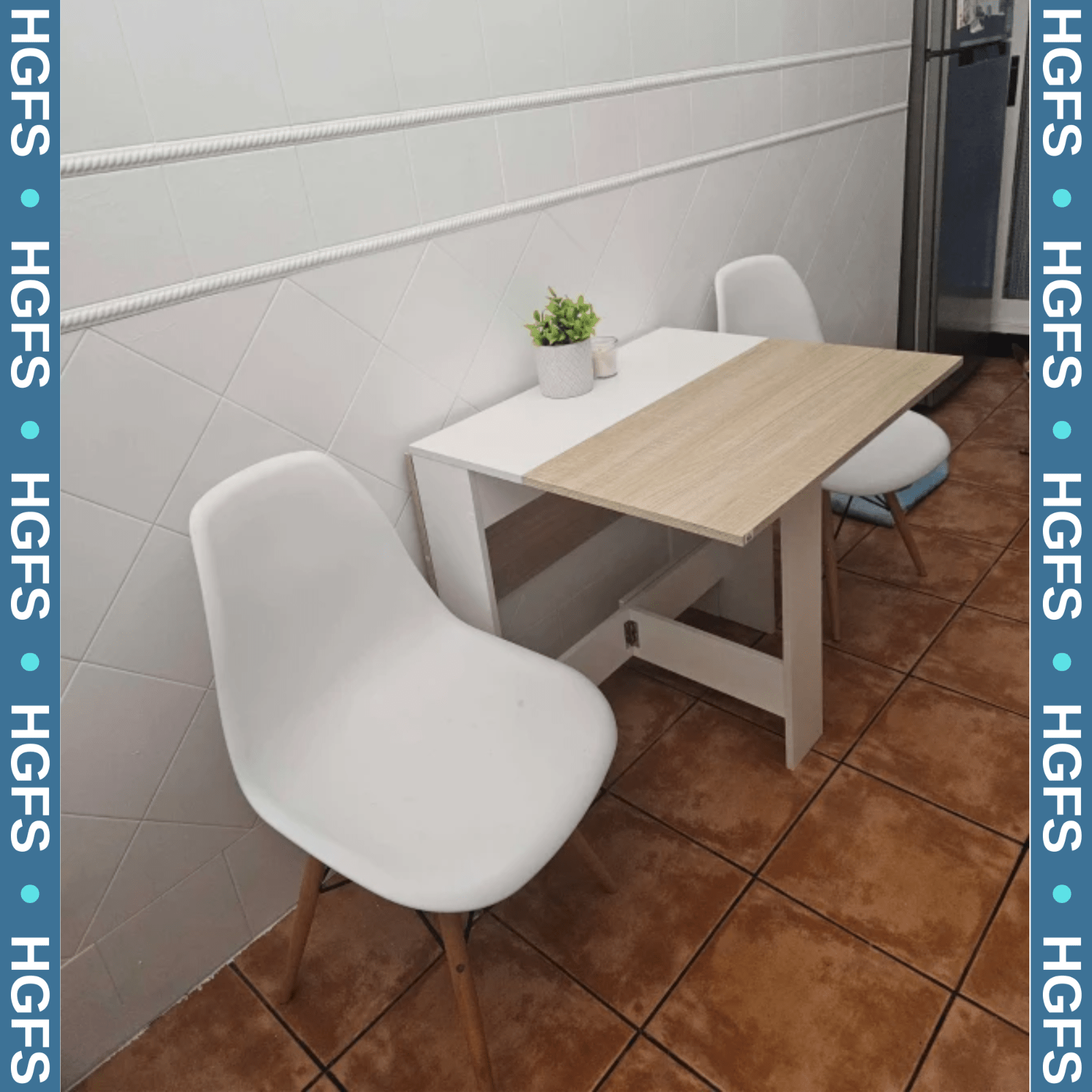 Oak Drop Leaf Dining Table Modern Breakfast Kitchen White Small Folding Desk - Home and Garden Furniture Shop - rustic - furniture