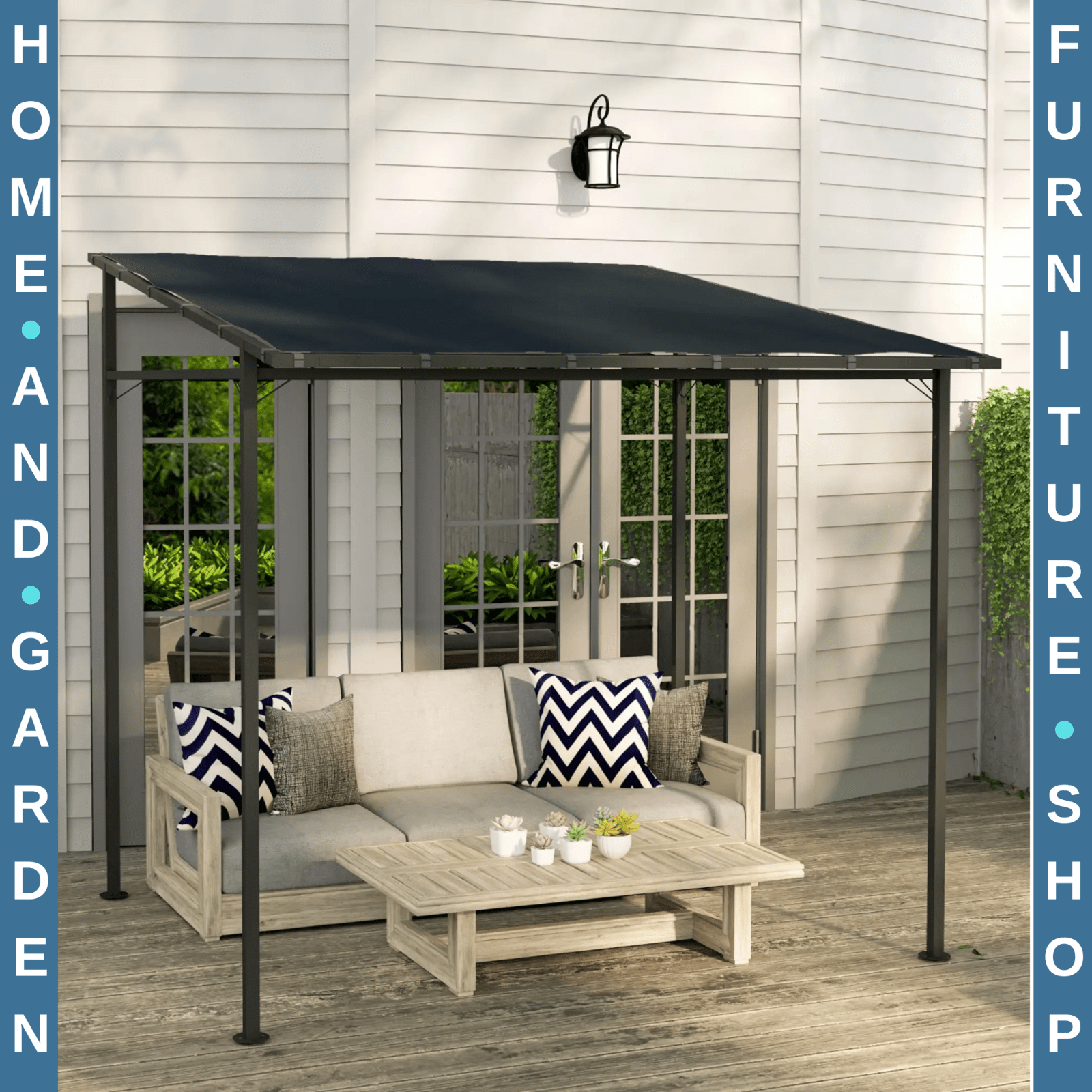Outdoor 2.4 x 2.4m Metal Pergola Gazebo Sun Shade Lean To Garden Shelter Cover - Home and Garden Furniture Shop - rustic - furniture