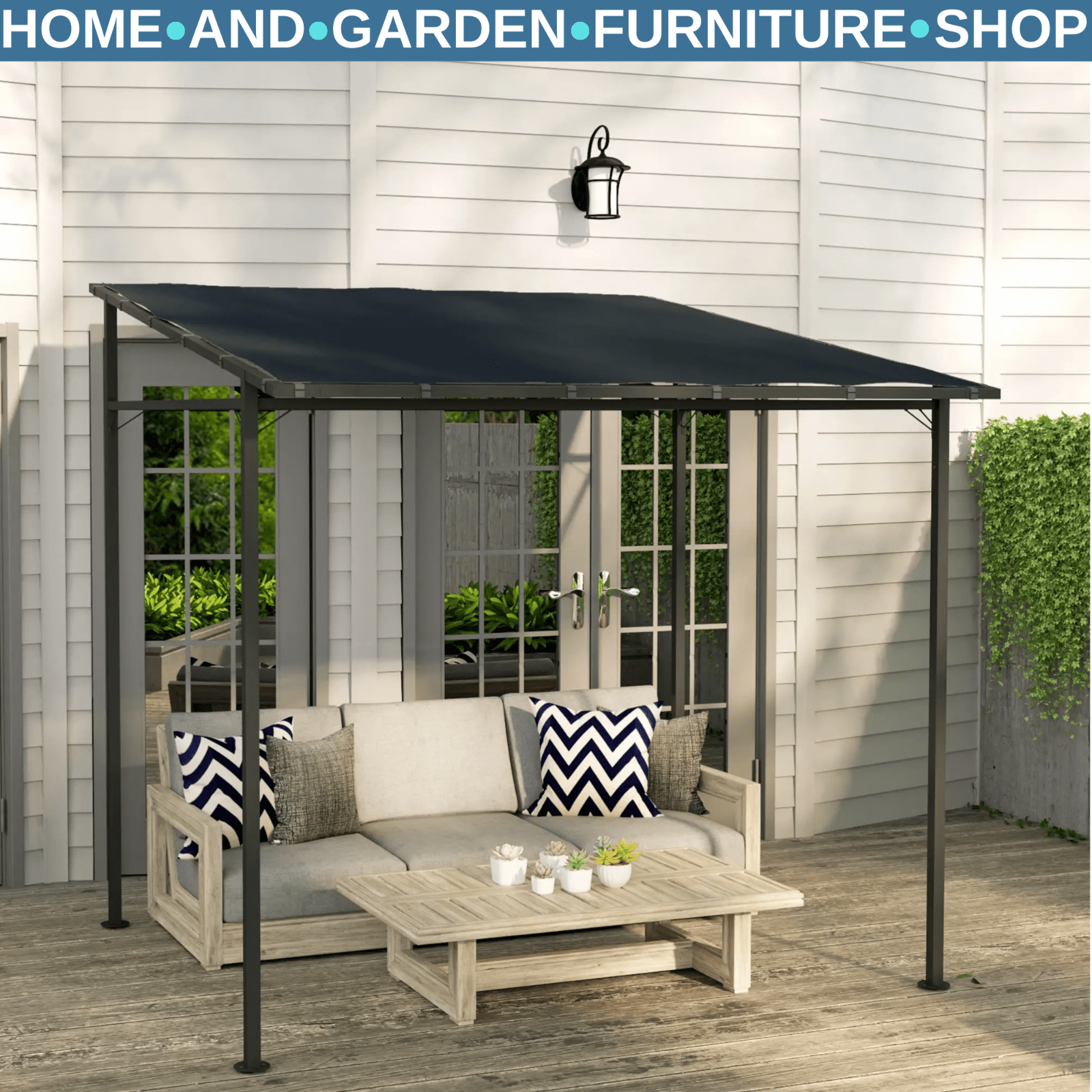 Outdoor 2.4 x 2.4m Metal Pergola Gazebo Sun Shade Lean To Garden Shelter Cover - Home and Garden Furniture Shop - rustic - furniture