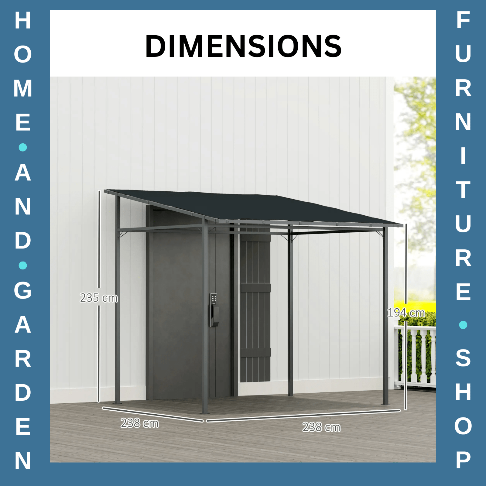 Outdoor 2.4 x 2.4m Metal Pergola Gazebo Sun Shade Lean To Garden Shelter Cover - Home and Garden Furniture Shop - rustic - furniture