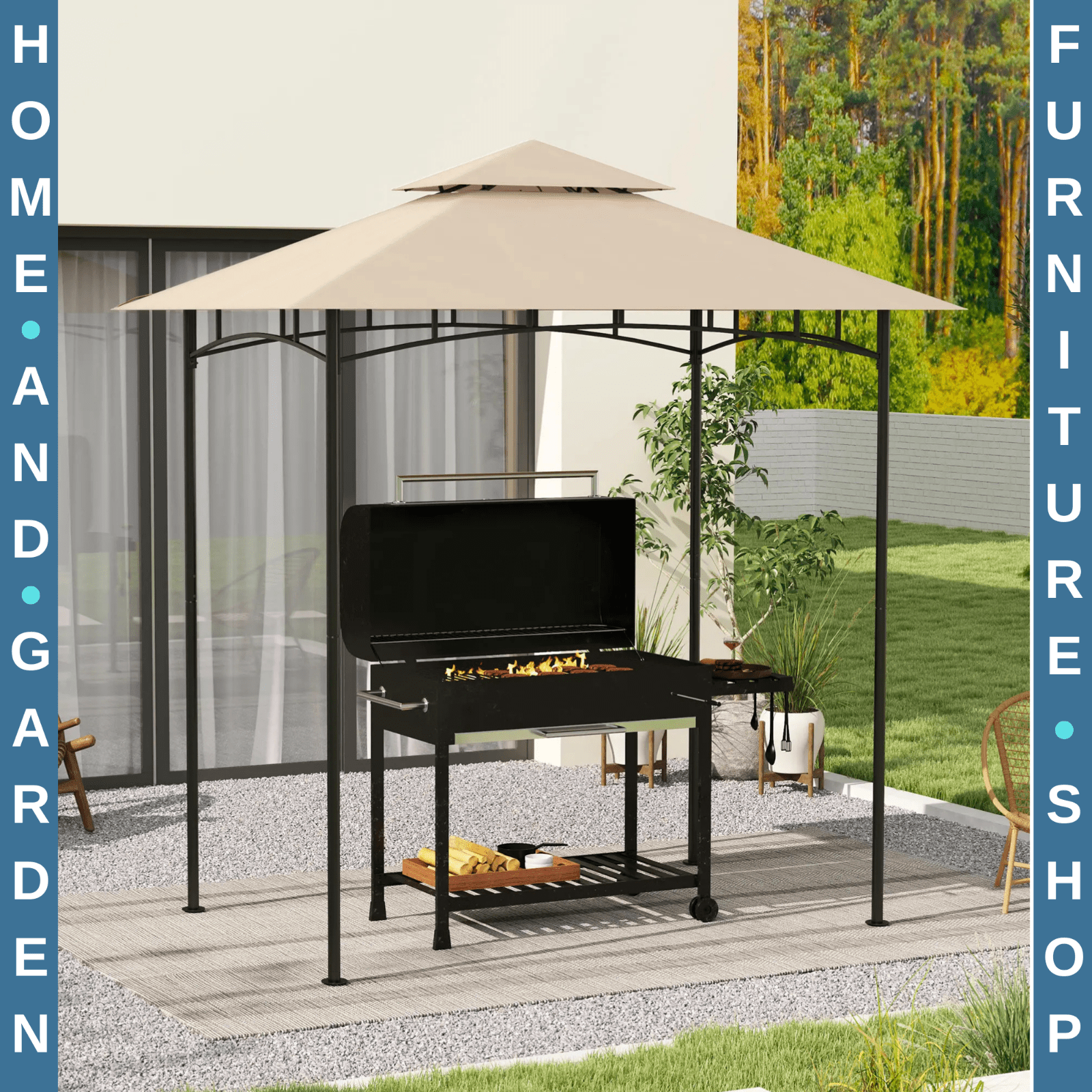 Outdoor BBQ Gazebo Grill Gazebo Roof Cover Replacement for 1.5 x 2.4m Frame - Home and Garden Furniture Shop - rustic - furniture