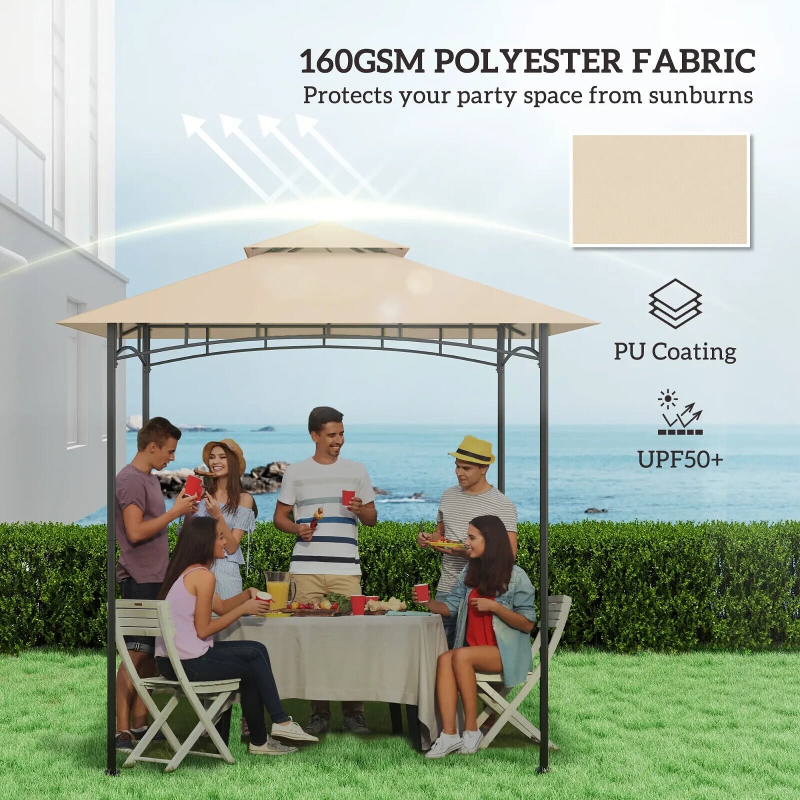 Outdoor BBQ Gazebo Grill Gazebo Roof Cover Replacement for 1.5 x 2.4m Frame - Home and Garden Furniture Shop - #rustic - furniture#