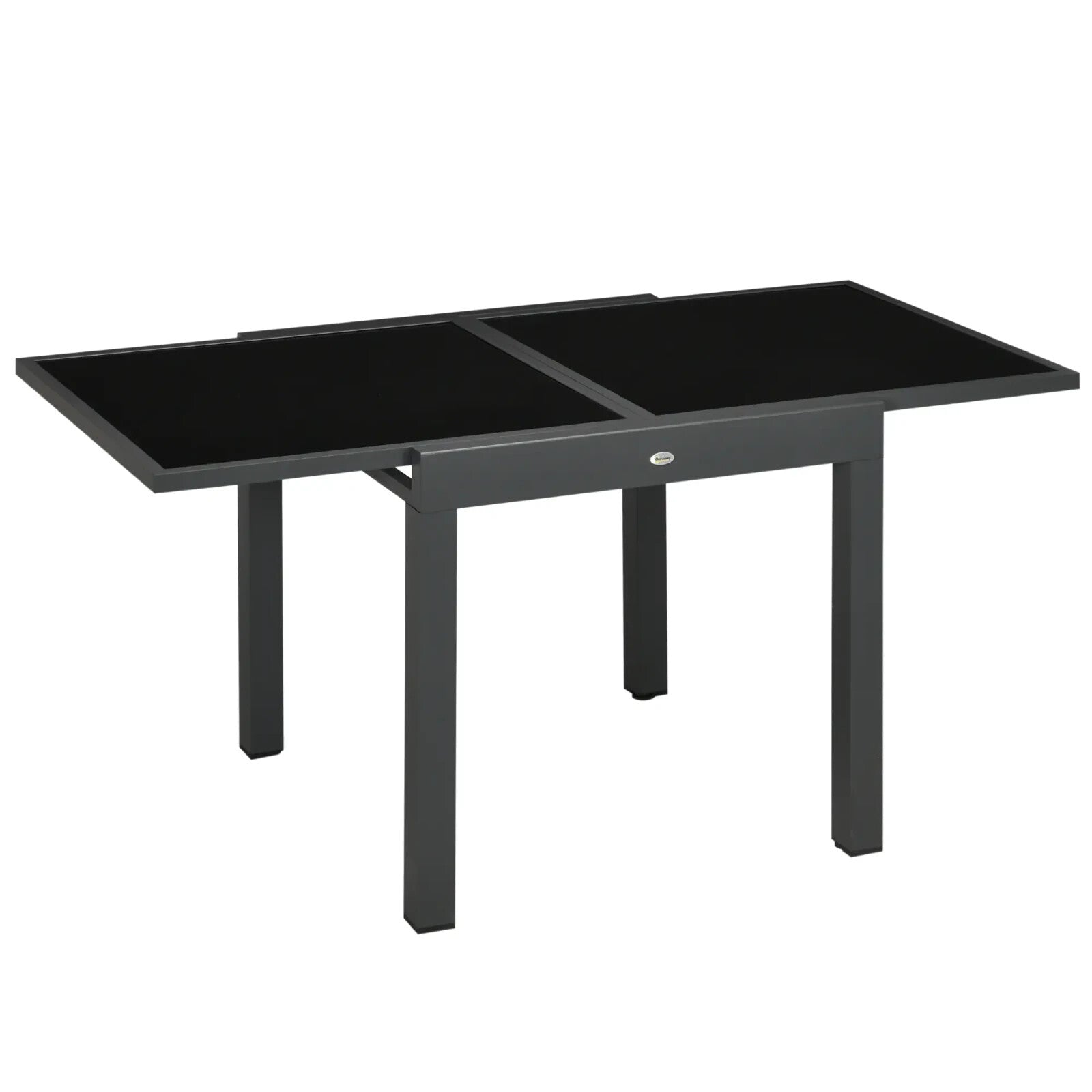 Outdoor Extending Garden Dining Table w/ Aluminium Frame & Glass Tabletop Black - Home and Garden Furniture Shop - rustic - furniture