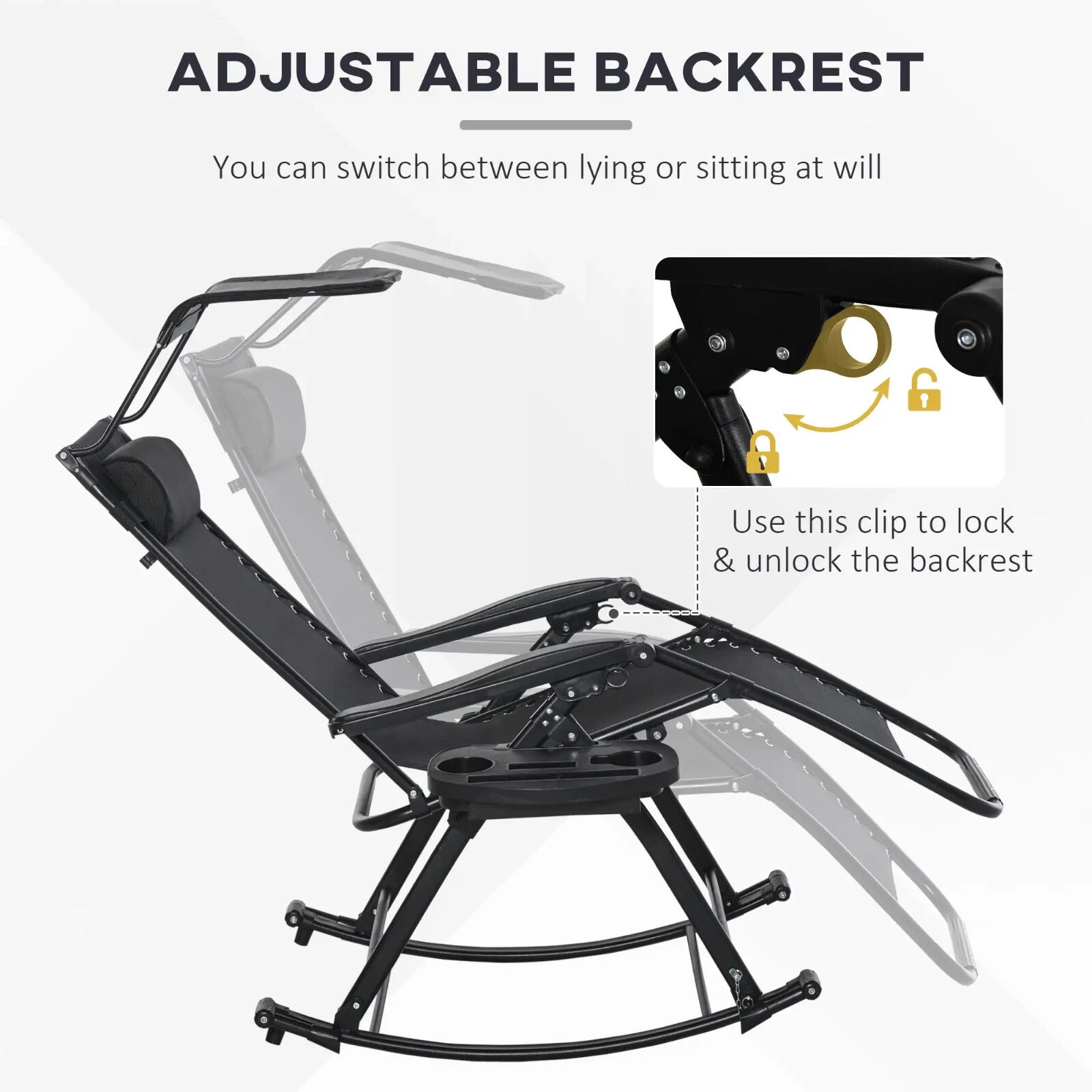 Outdoor Folding Recliner Lounge Rocker Chair Zero Gravity Seat Adjustable Back - Home and Garden Furniture Shop - rustic - furniture