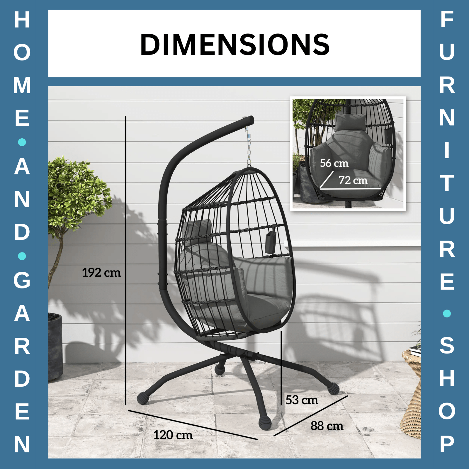 Outdoor Garden Egg Chair Patio Swing Chair Conservatory Egg Chair with Cushion - Home and Garden Furniture Shop - #rustic - furniture#