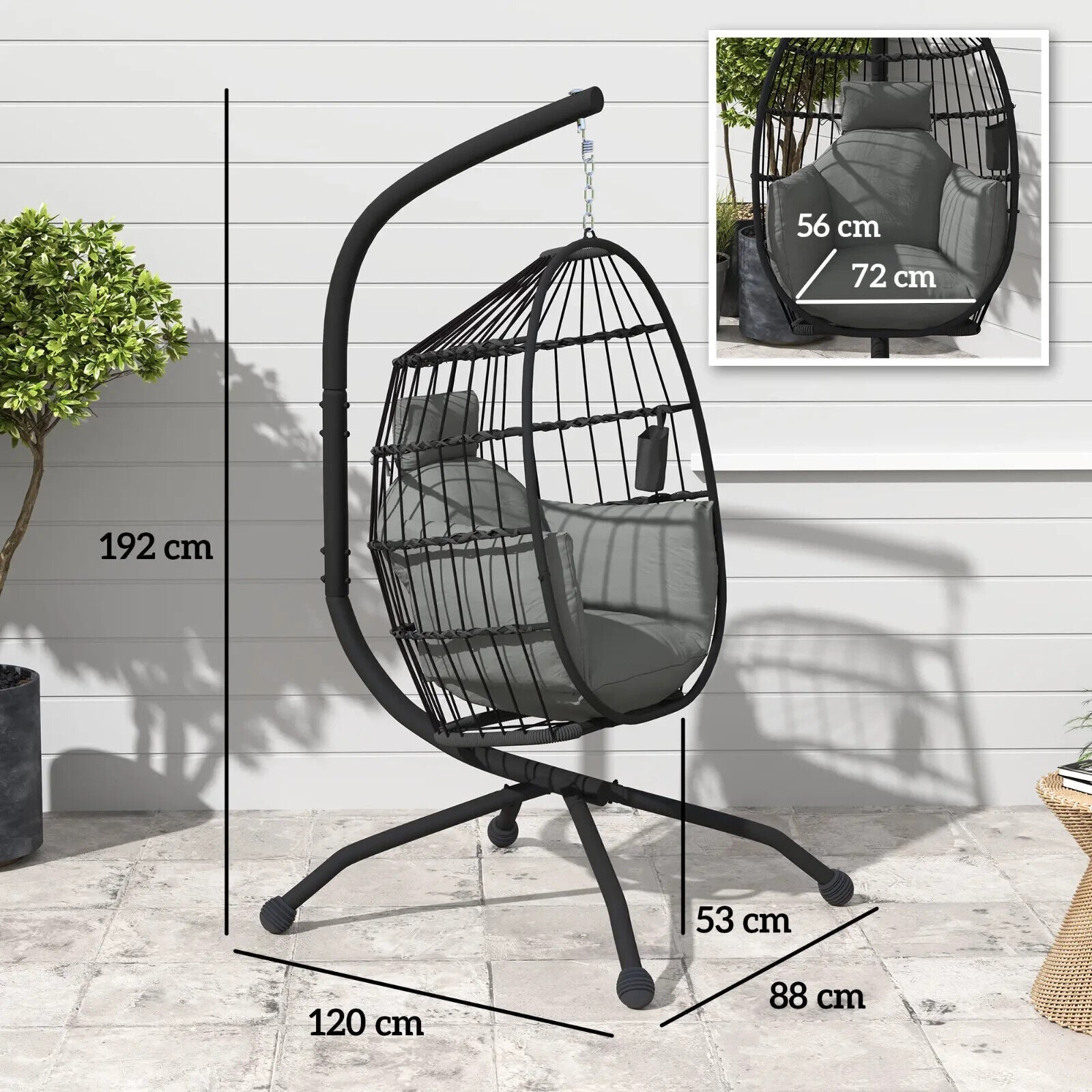 Outdoor Garden Egg Chair Patio Swing Chair Conservatory Egg Chair with Cushion - Home and Garden Furniture Shop - #rustic - furniture#