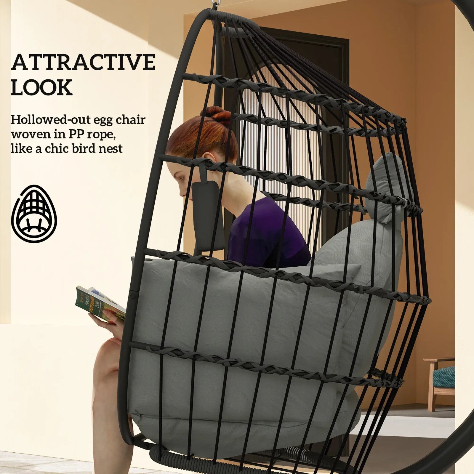 Outdoor Garden Egg Chair Patio Swing Chair Conservatory Egg Chair with Cushion - Home and Garden Furniture Shop - rustic - furniture