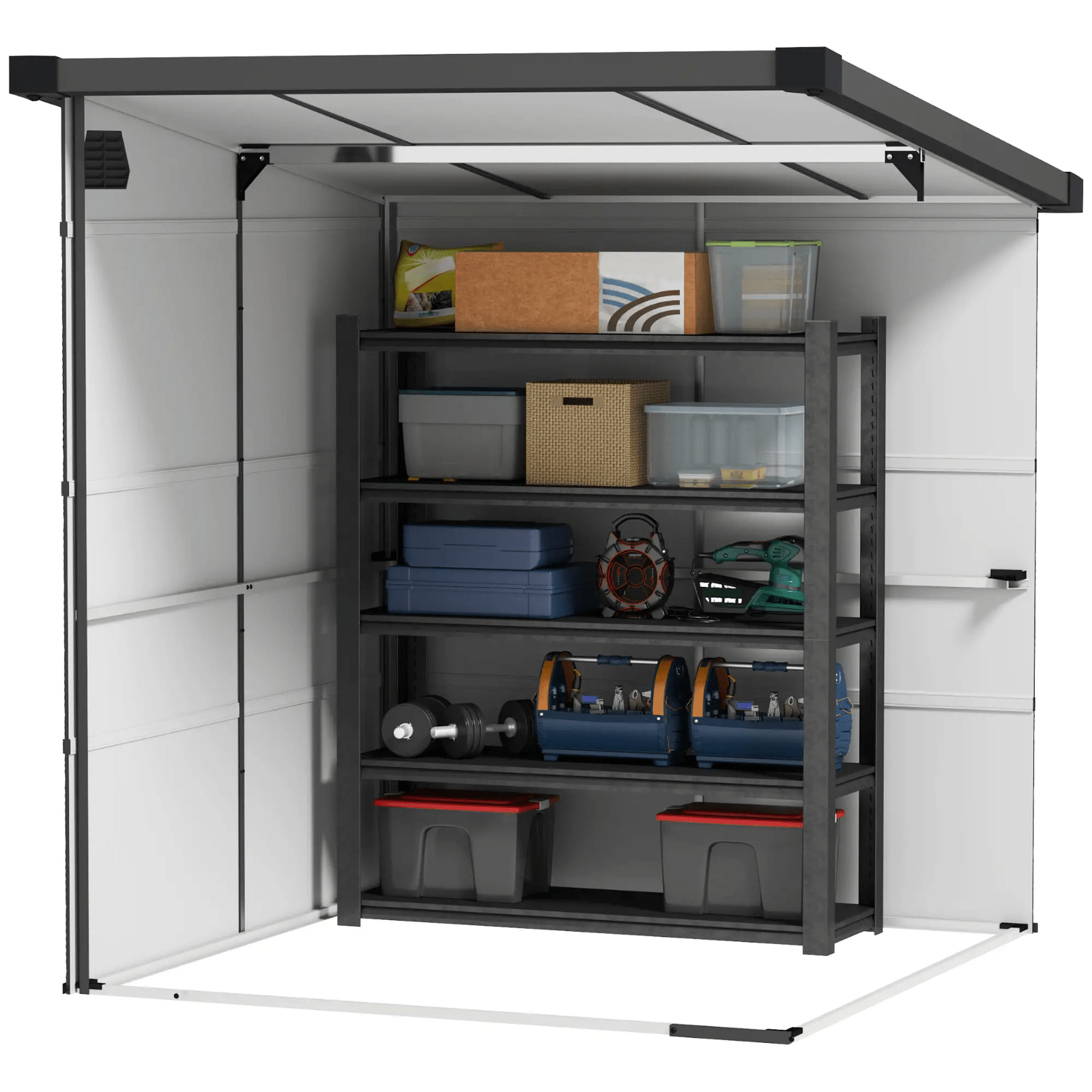 Outdoor Garden Shed with Windows Double Door Tool Shed Patio Storage Shed 6 x6ft - Home and Garden Furniture Shop - rustic - furniture