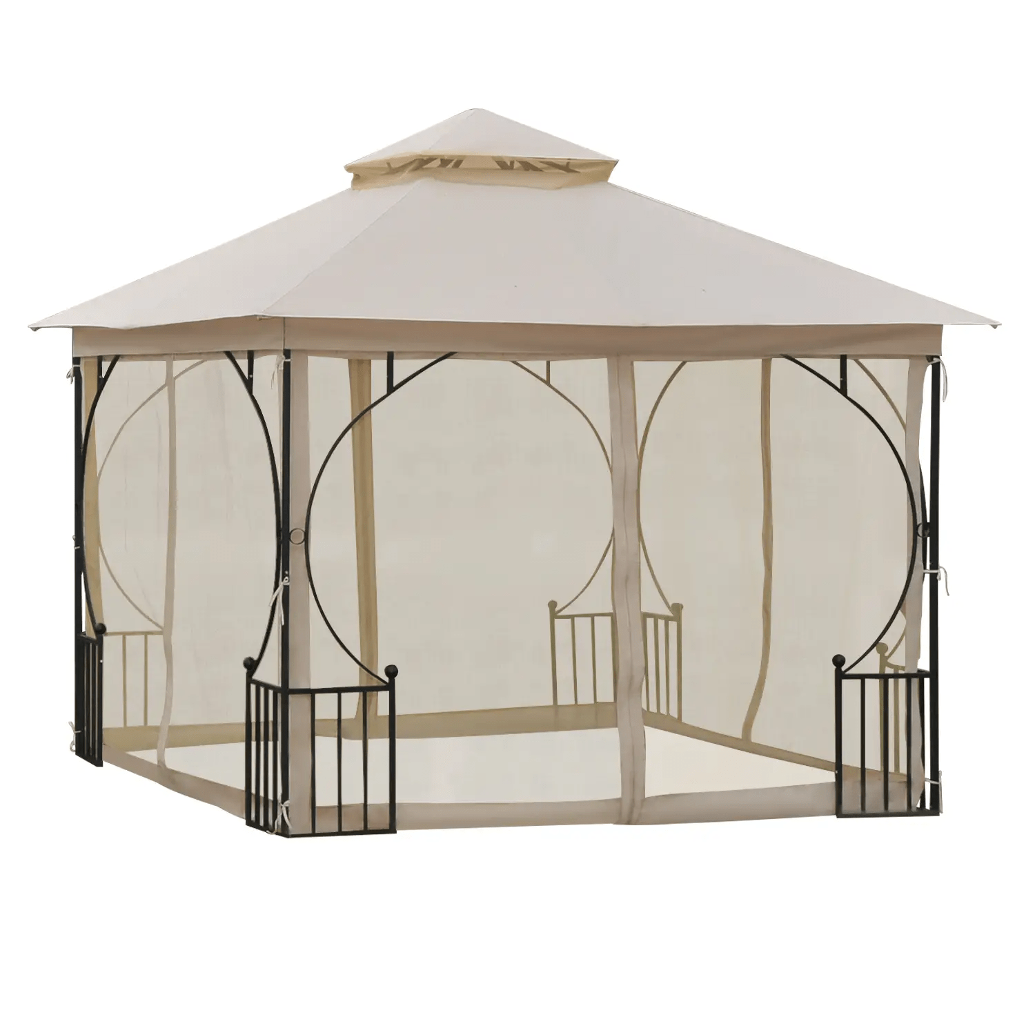 Outdoor Gazebo Party Tent Canopy Sun Shade Patio Cover Garden Shelter Beige 3m - Home and Garden Furniture Shop - rustic - furniture