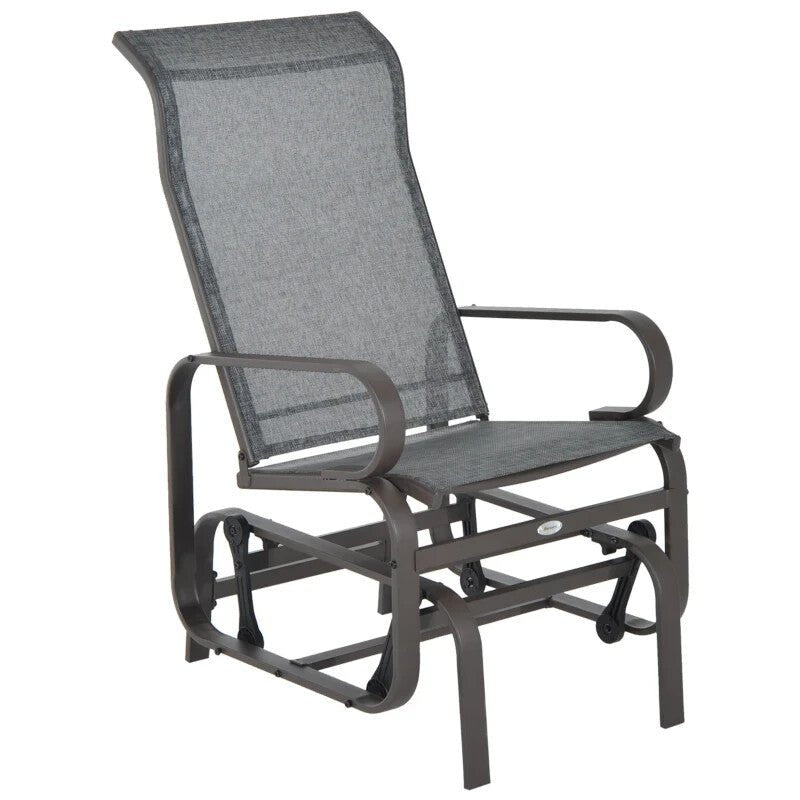 Outdoor Gliding Rocking Chair Steel Frame Patio Garden Lounge Seat Armchair - Home and Garden Furniture Shop - rustic - furniture