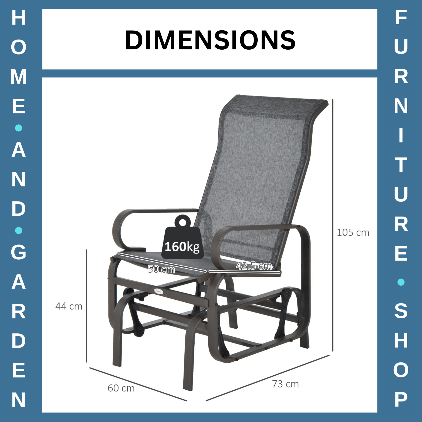 Outdoor Gliding Rocking Chair Steel Frame Patio Garden Lounge Seat Armchair - Home and Garden Furniture Shop - rustic - furniture