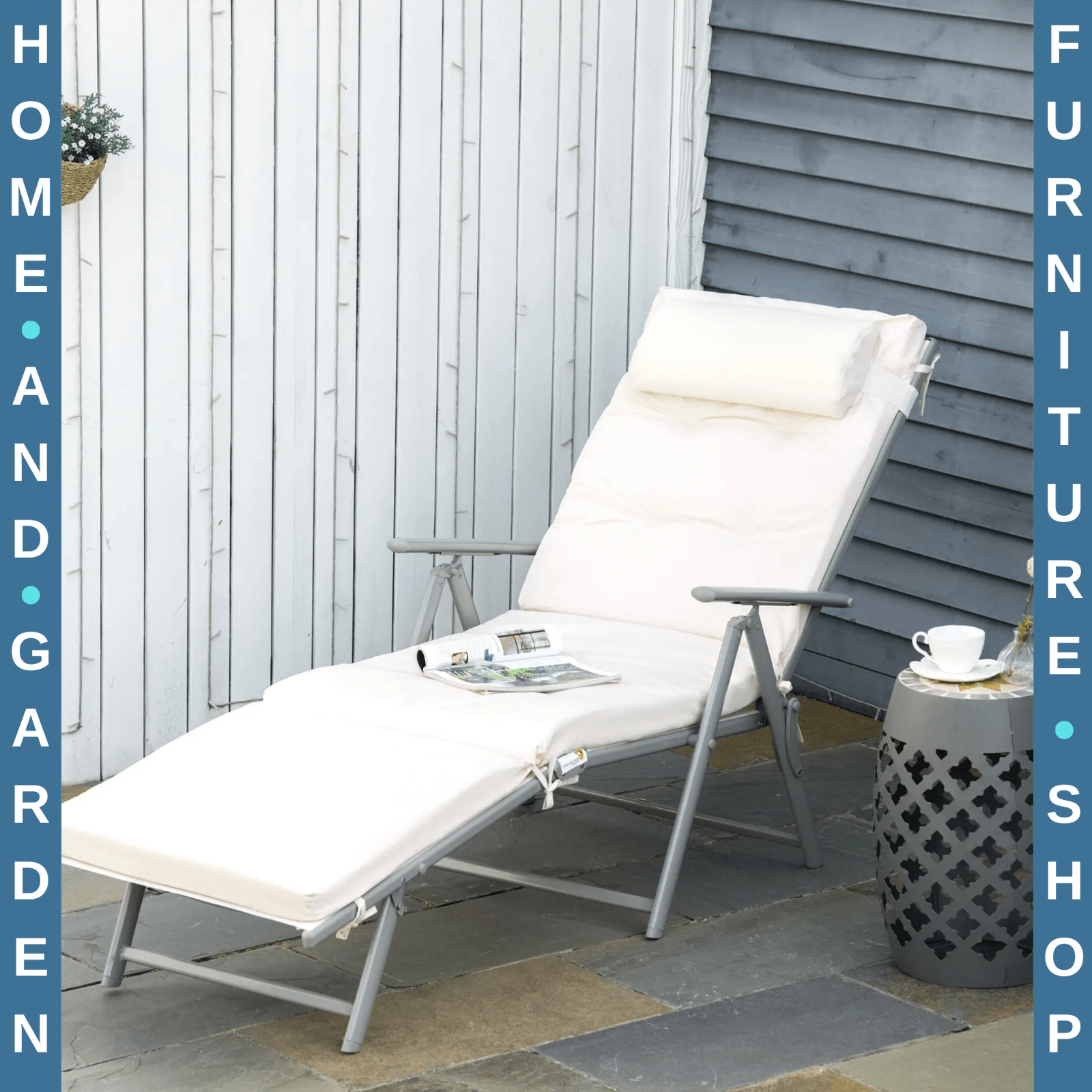 Outdoor Patio Sun Lounger Foldable Reclining Garden Chair With Pillow Adjustable - Home and Garden Furniture Shop - rustic - furniture