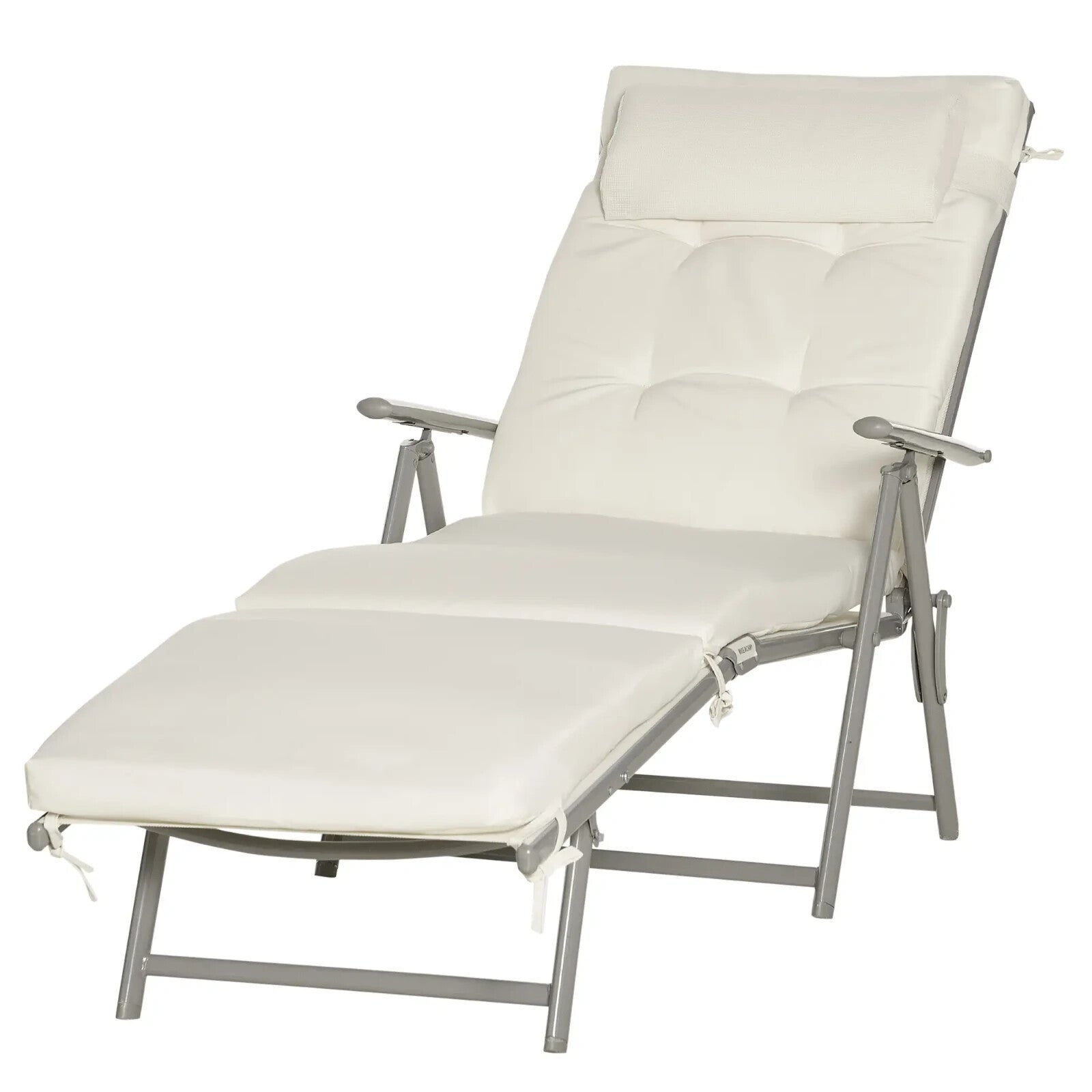 Outdoor Patio Sun Lounger Foldable Reclining Garden Chair With Pillow Adjustable - Home and Garden Furniture Shop - rustic - furniture