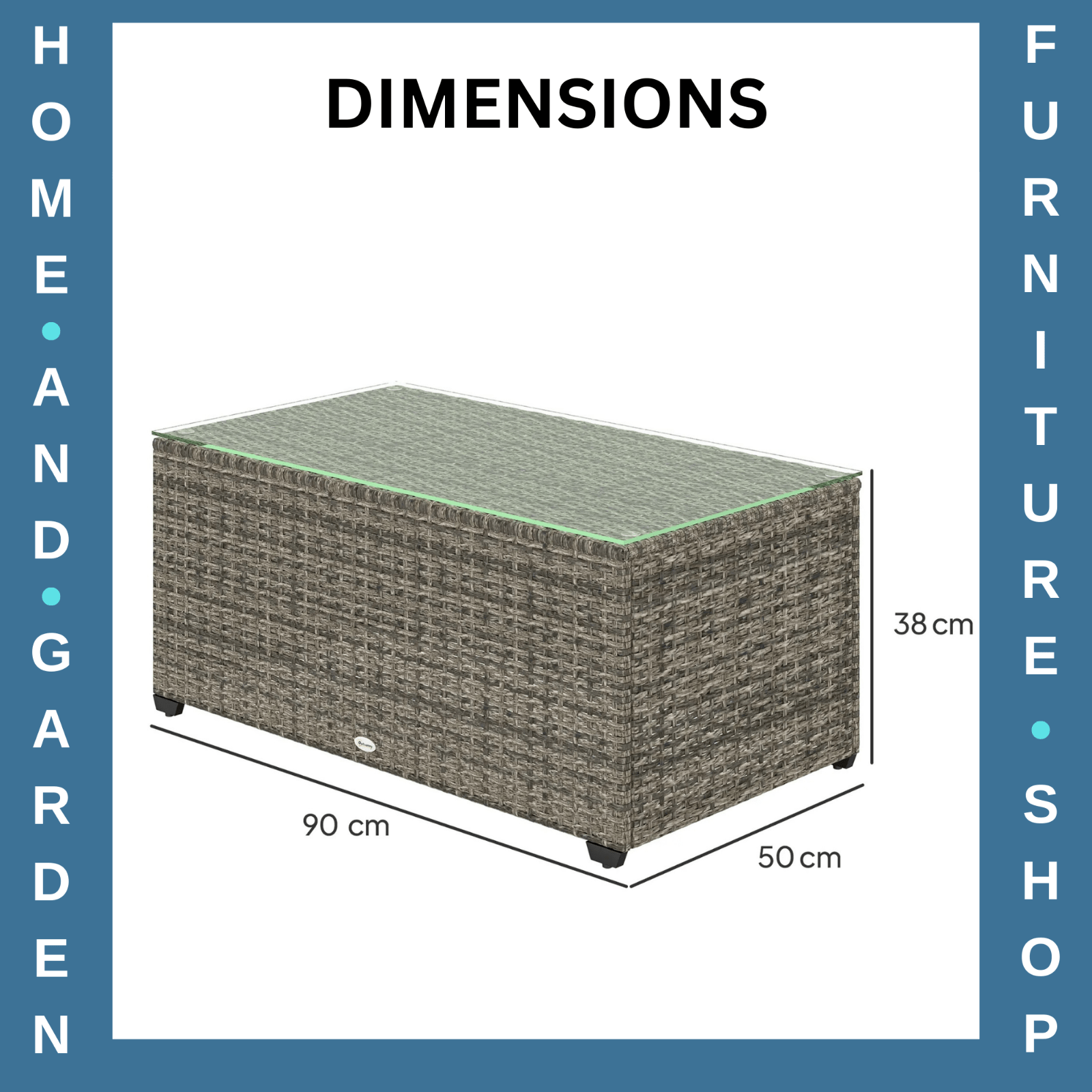 Outdoor Rattan Coffee Table with Glass Top Garden Patio Side Table Dark Grey - Home and Garden Furniture Shop - rustic - furniture