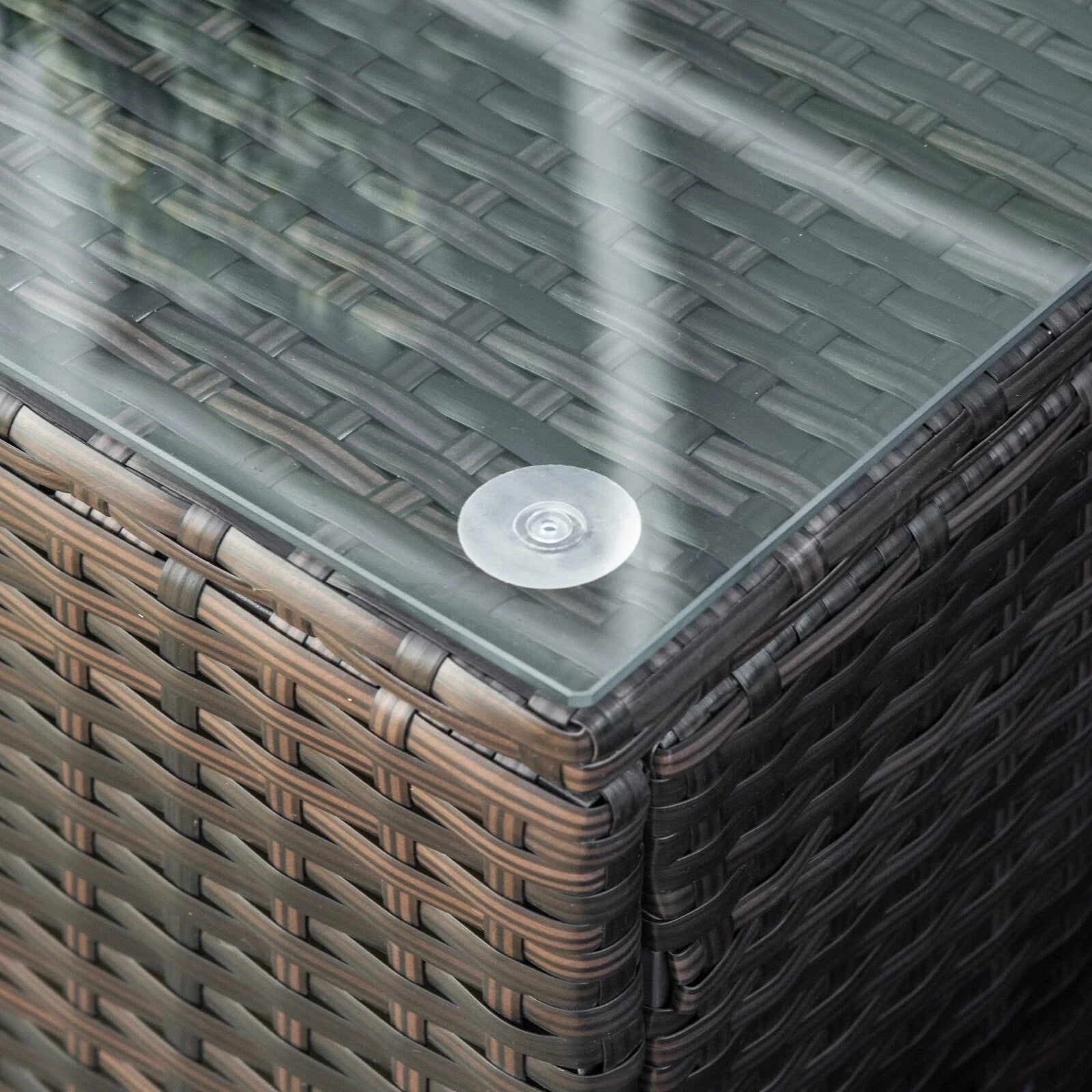 Outdoor Rattan Coffee Table with Tempered Glass Top Aluminium Frame Garden Patio - Home and Garden Furniture Shop - rustic - furniture