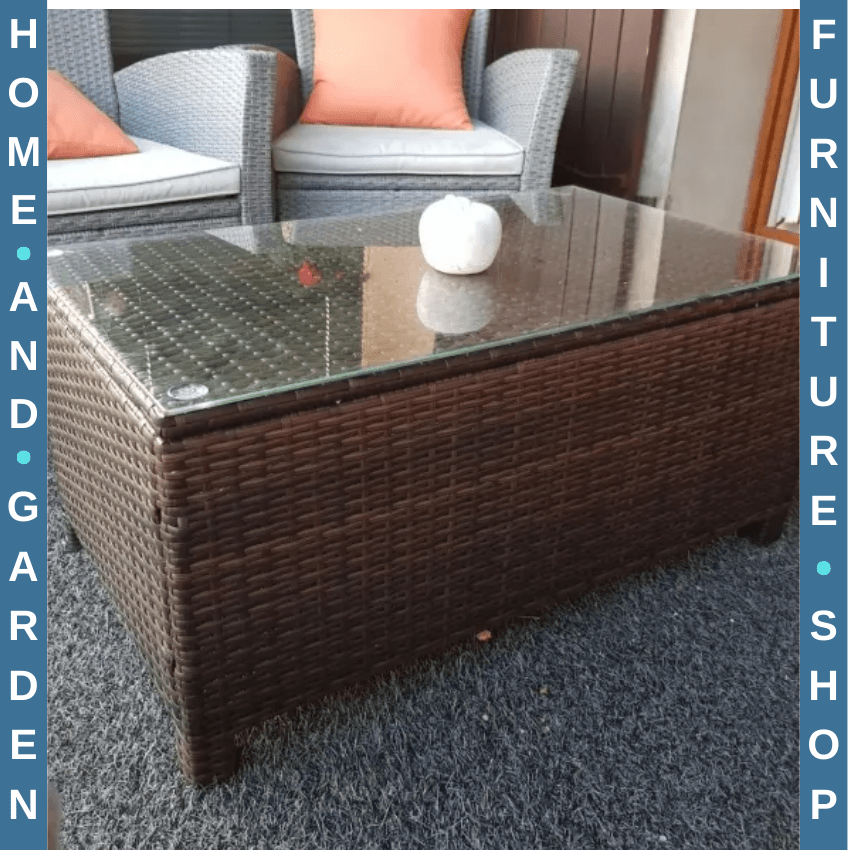 Outdoor Rattan Coffee Table with Tempered Glass Top Aluminium Frame Garden Patio - Home and Garden Furniture Shop - rustic - furniture