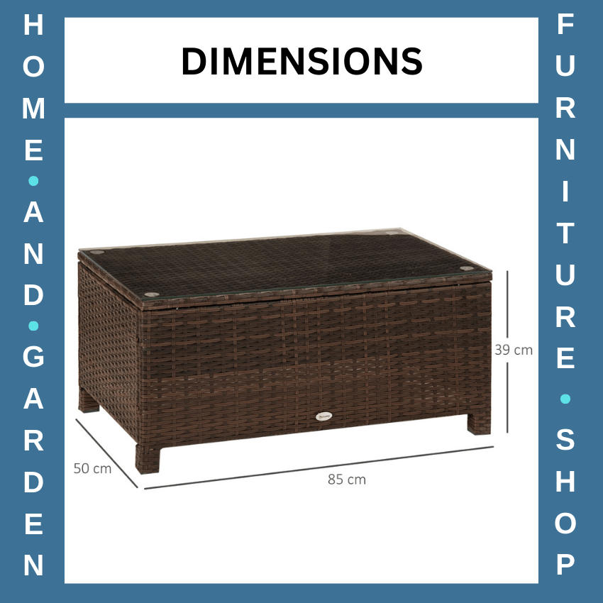 Outdoor Rattan Coffee Table with Tempered Glass Top Aluminium Frame Garden Patio - Home and Garden Furniture Shop - rustic - furniture