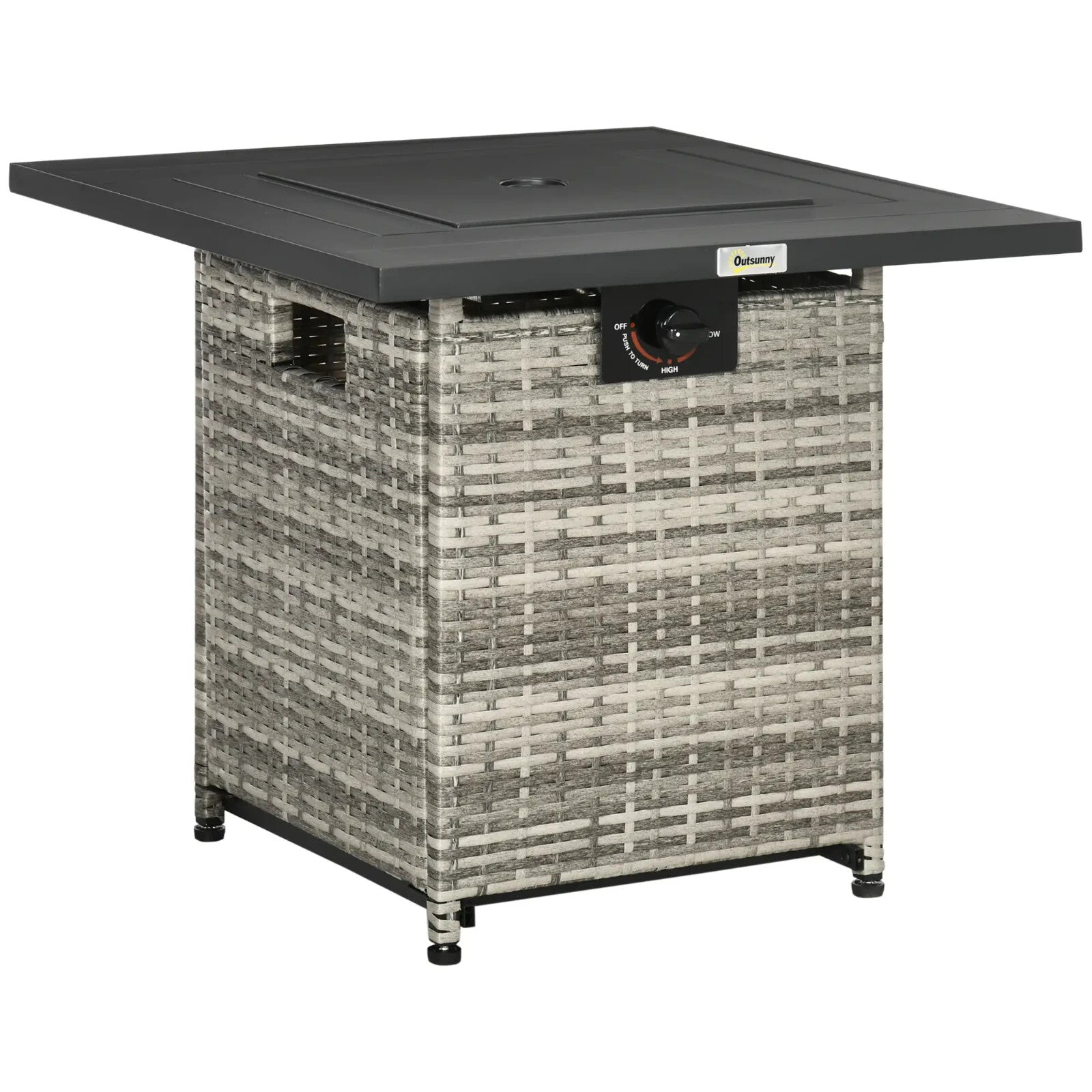 Outdoor Rattan Gas Fire Pit Table Propane Heater with Rain Cover 40000 BTU Grey - Home and Garden Furniture Shop - rustic - furniture