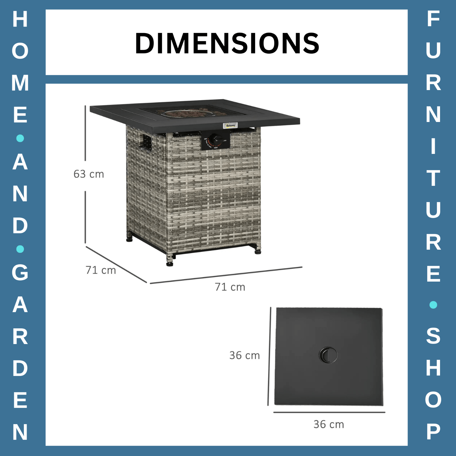 Outdoor Rattan Gas Fire Pit Table Propane Heater with Rain Cover 40000 BTU Grey - Home and Garden Furniture Shop - rustic - furniture