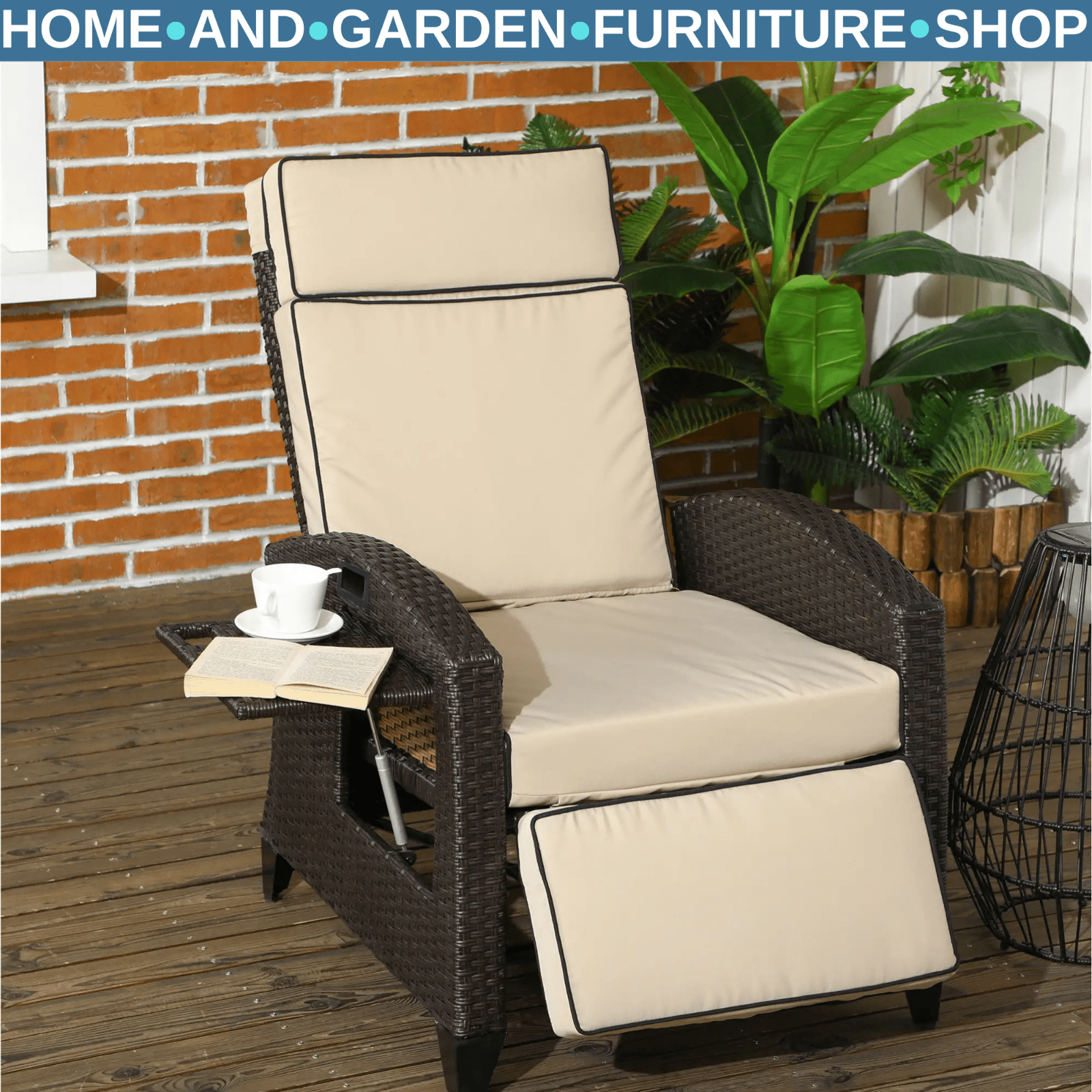 Outdoor Rattan Reclining Lounge Chair with Adjustable Backrest Garden Furniture - Home and Garden Furniture Shop - rustic - furniture