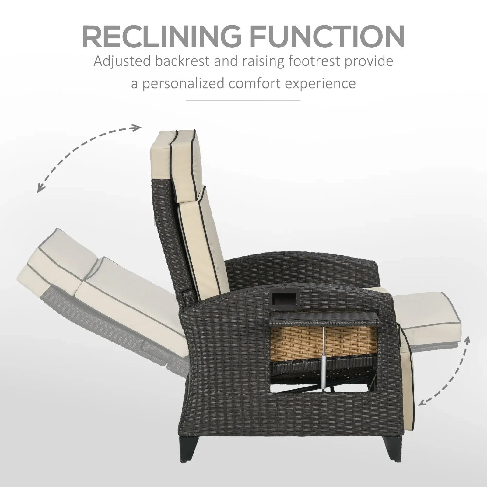 Outdoor Rattan Reclining Lounge Chair with Adjustable Backrest Garden Furniture - Home and Garden Furniture Shop - rustic - furniture