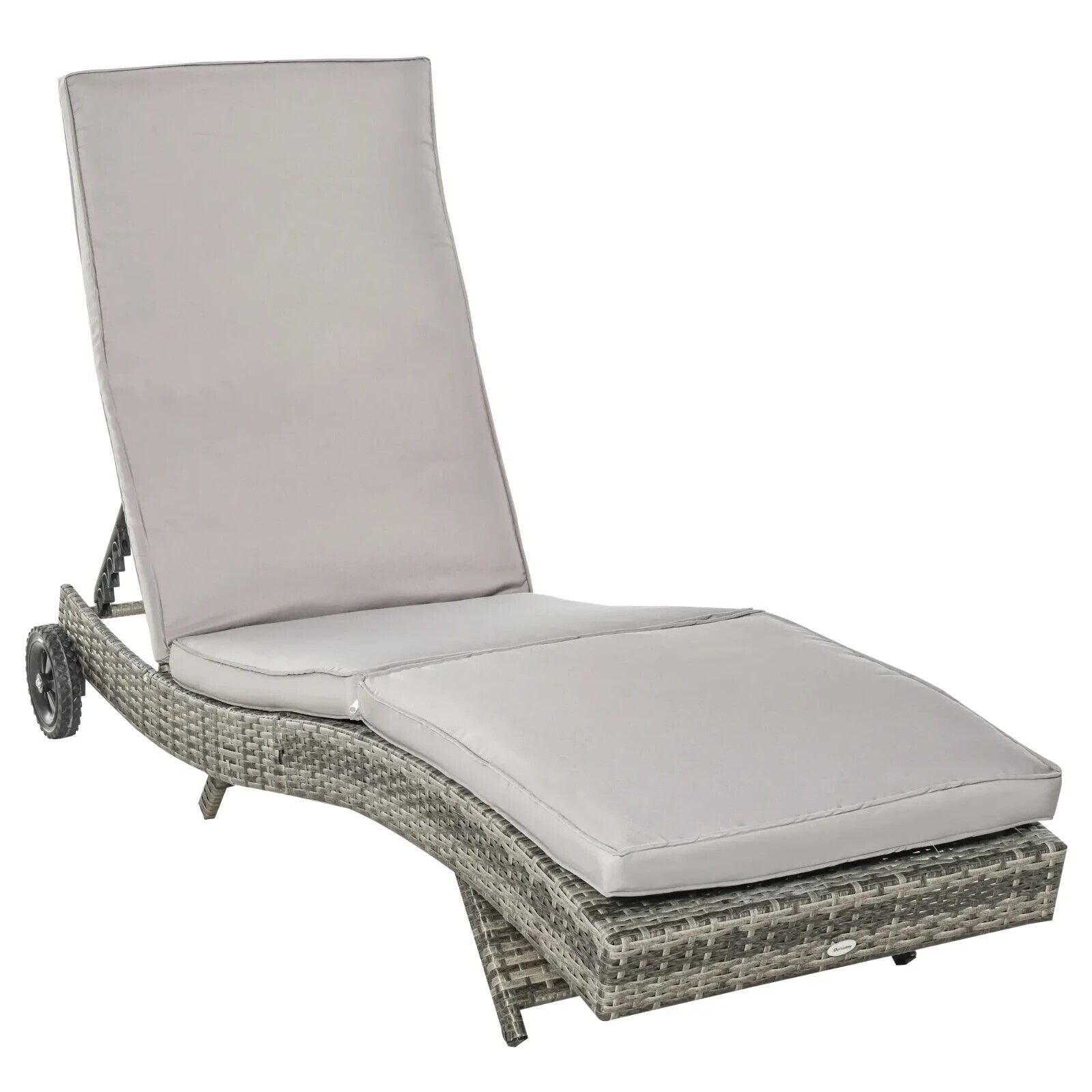 Outdoor Rattan Sun Lounger with Reclining Back and Wheels for Garden or Patio - Home and Garden Furniture Shop - #rustic - furniture#