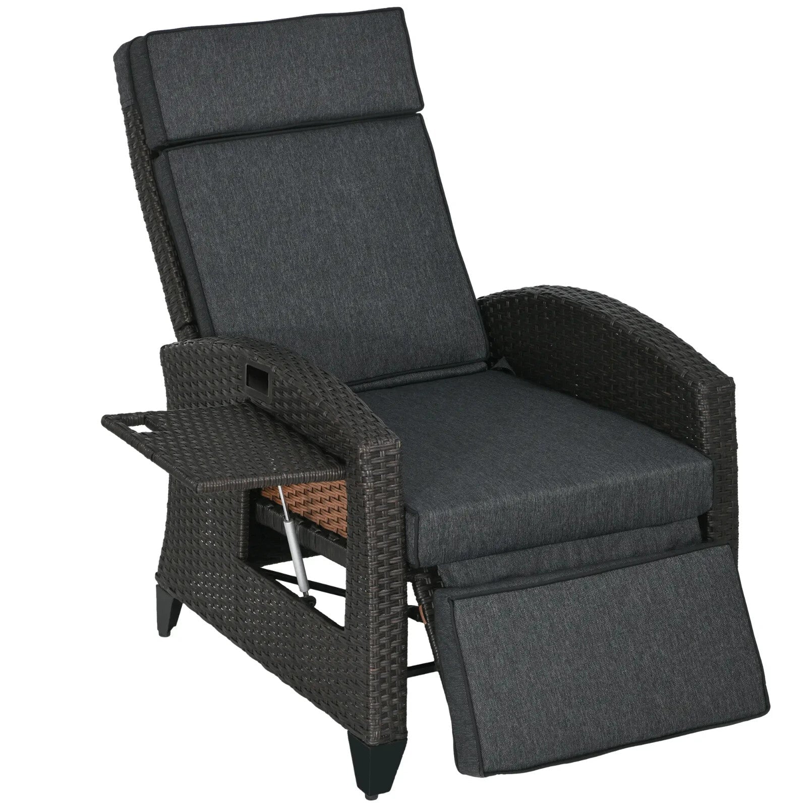 Outdoor Recliner Chair w/ Cushion Adjustable Back & Tray Garden Lounger Footrest - Home and Garden Furniture Shop - rustic - furniture