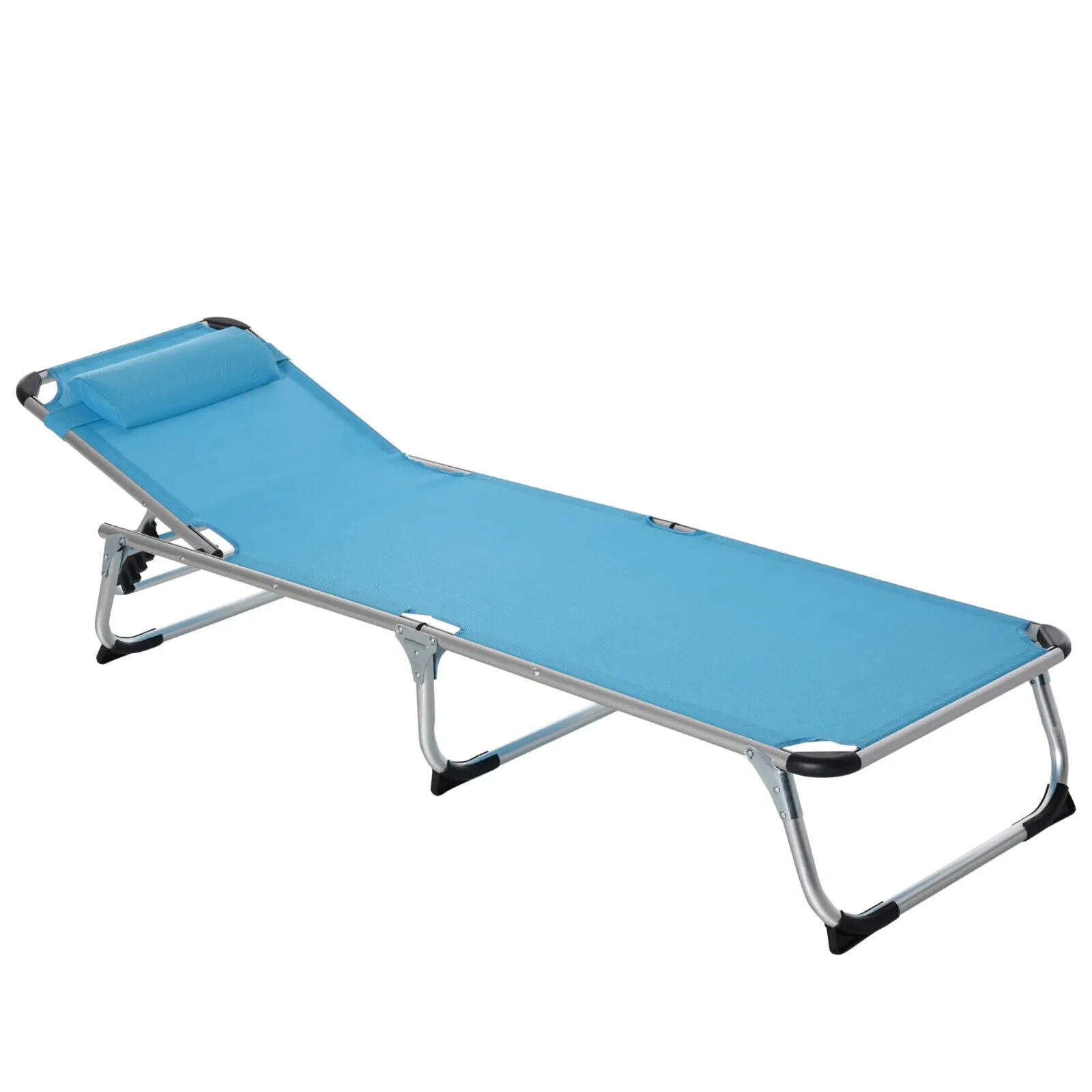 Outdoor Reclining Sun Lounger Chair With Pillow Aluminium Frame Garden Blue - Home and Garden Furniture Shop - #rustic - furniture#