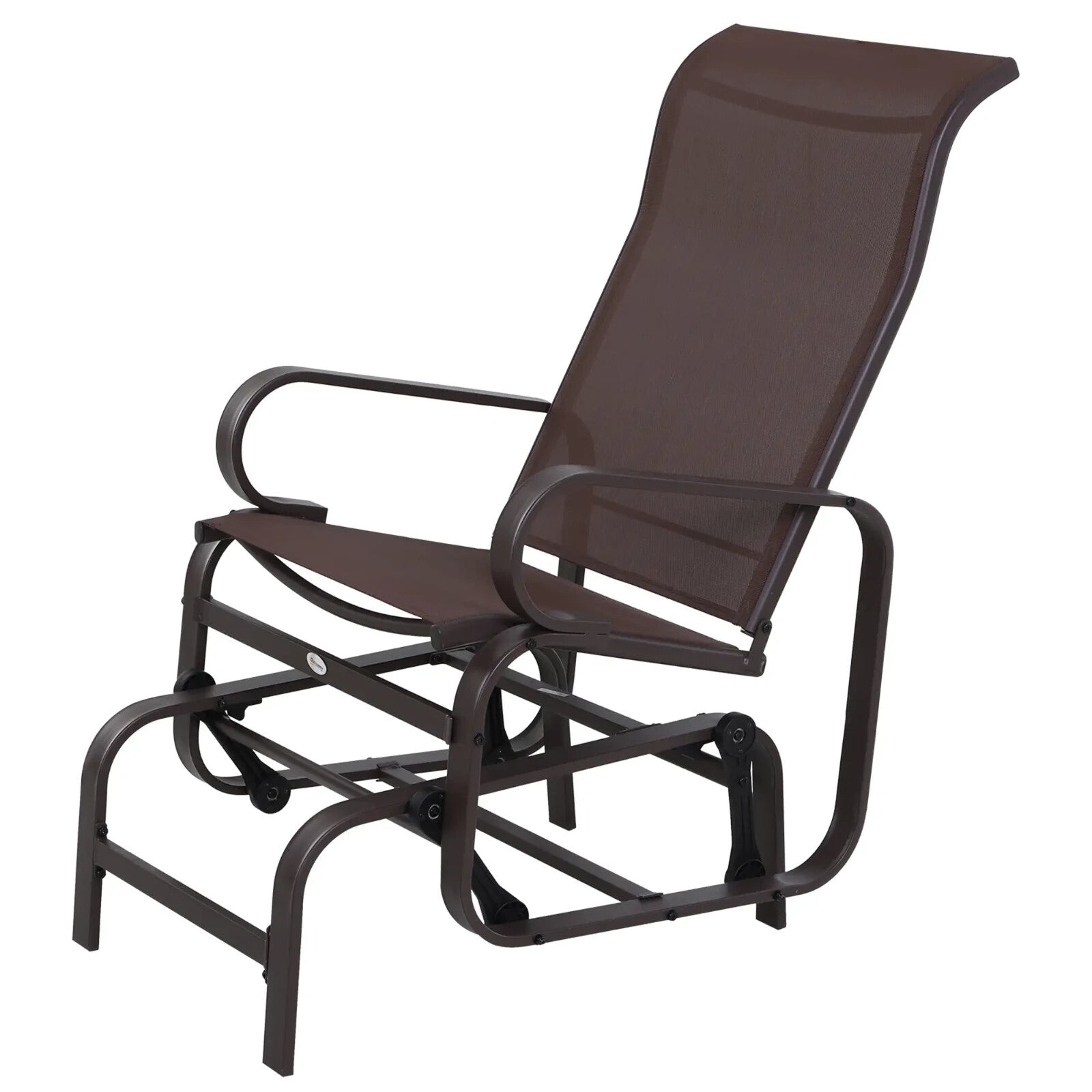 Outdoor Rocking Glider Chair Steel Frame Garden Lounger Seat Brown Armchair - Home and Garden Furniture Shop - rustic - furniture