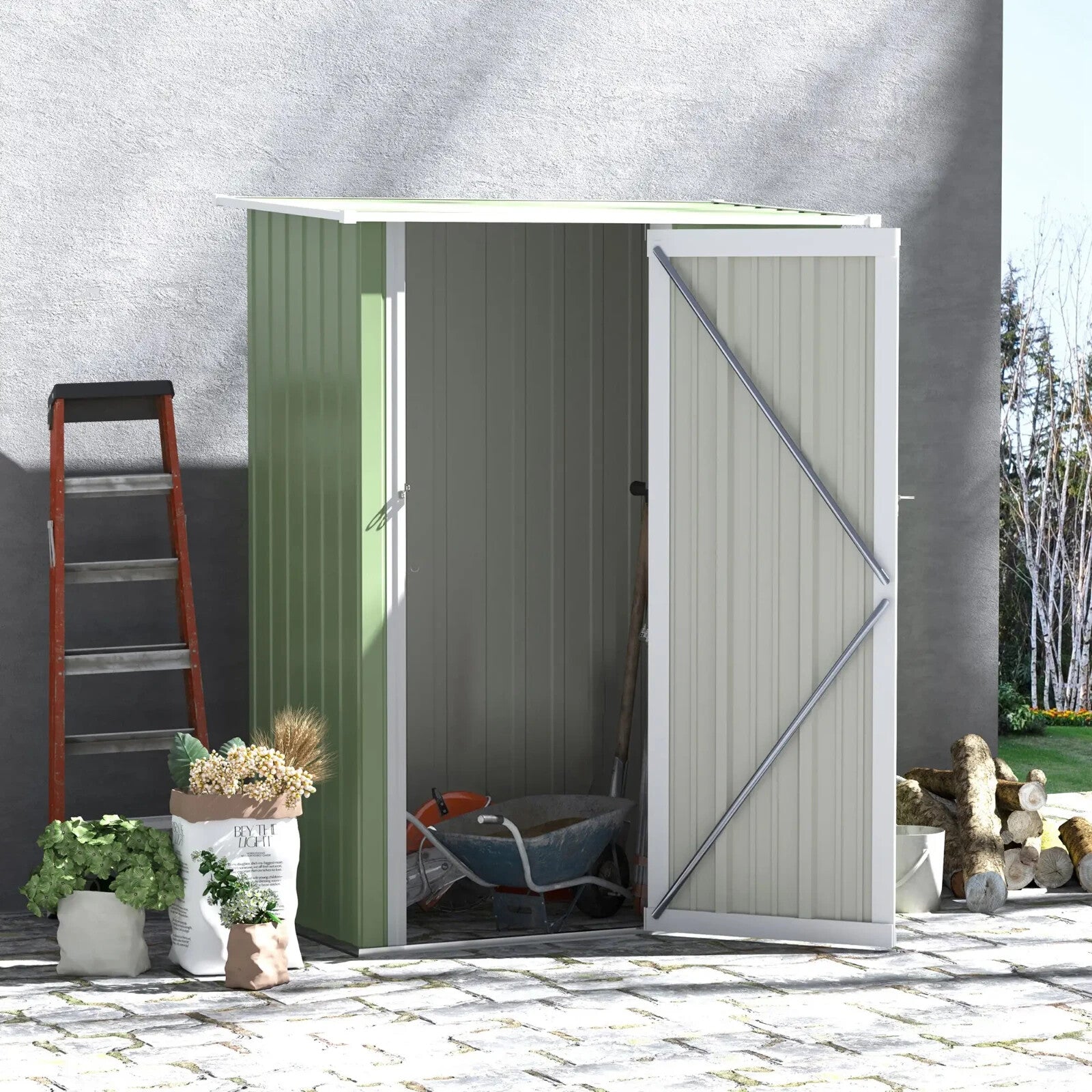 Outdoor Steel Storage Shed Garden Tool Shed with Lockable Door for Backyard Use - Home and Garden Furniture Shop - rustic - furniture