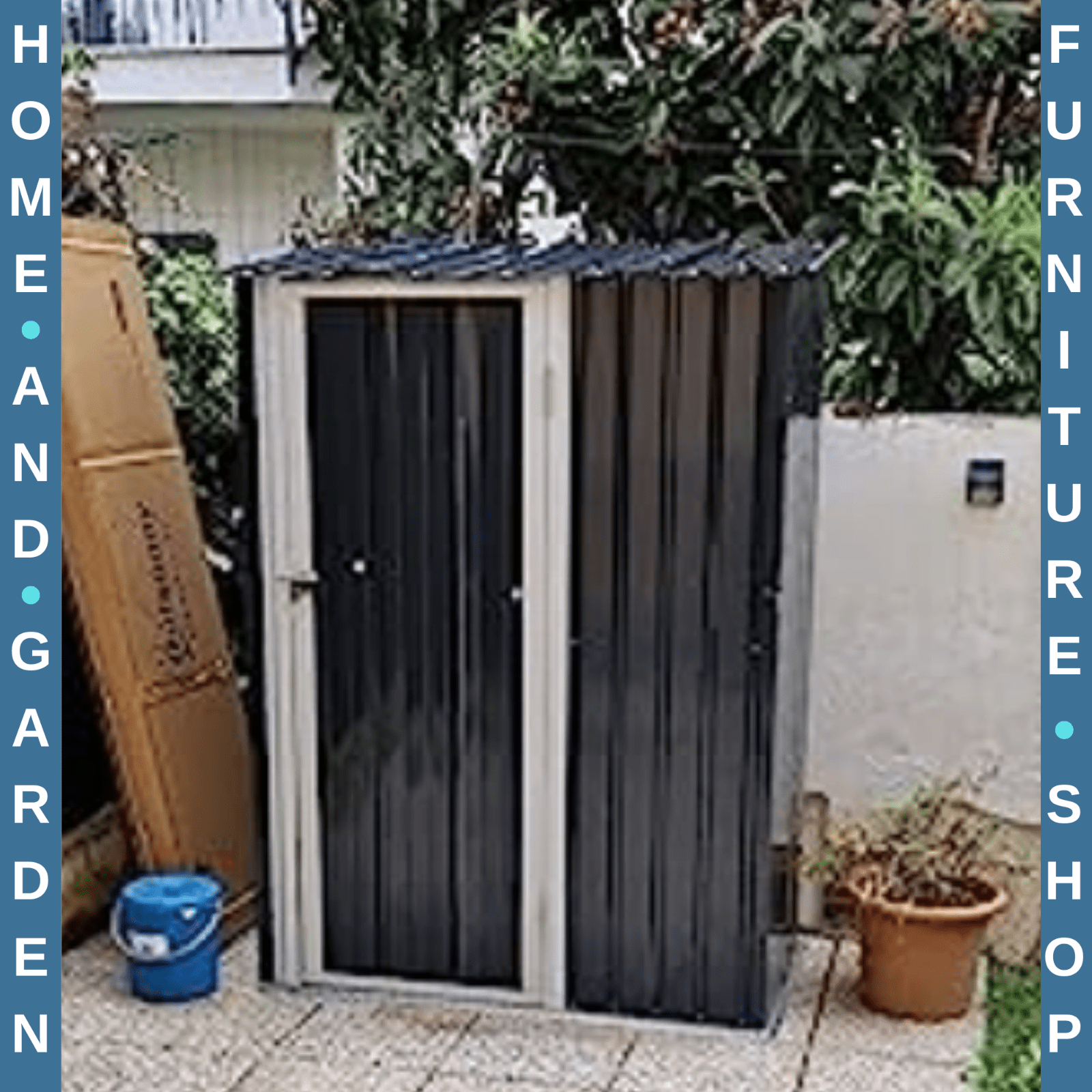 Outdoor Steel Storage Shed Garden Tool Shed with Lockable Door for Use Backyard - Home and Garden Furniture Shop - rustic - furniture