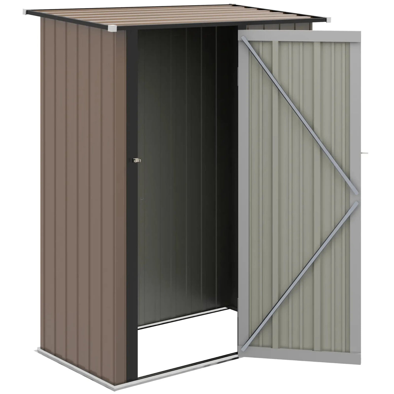 Outdoor Storage Shed Steel Garden Shed w/ Lockable Door Brown Patio Tool Shed - Home and Garden Furniture Shop - rustic - furniture