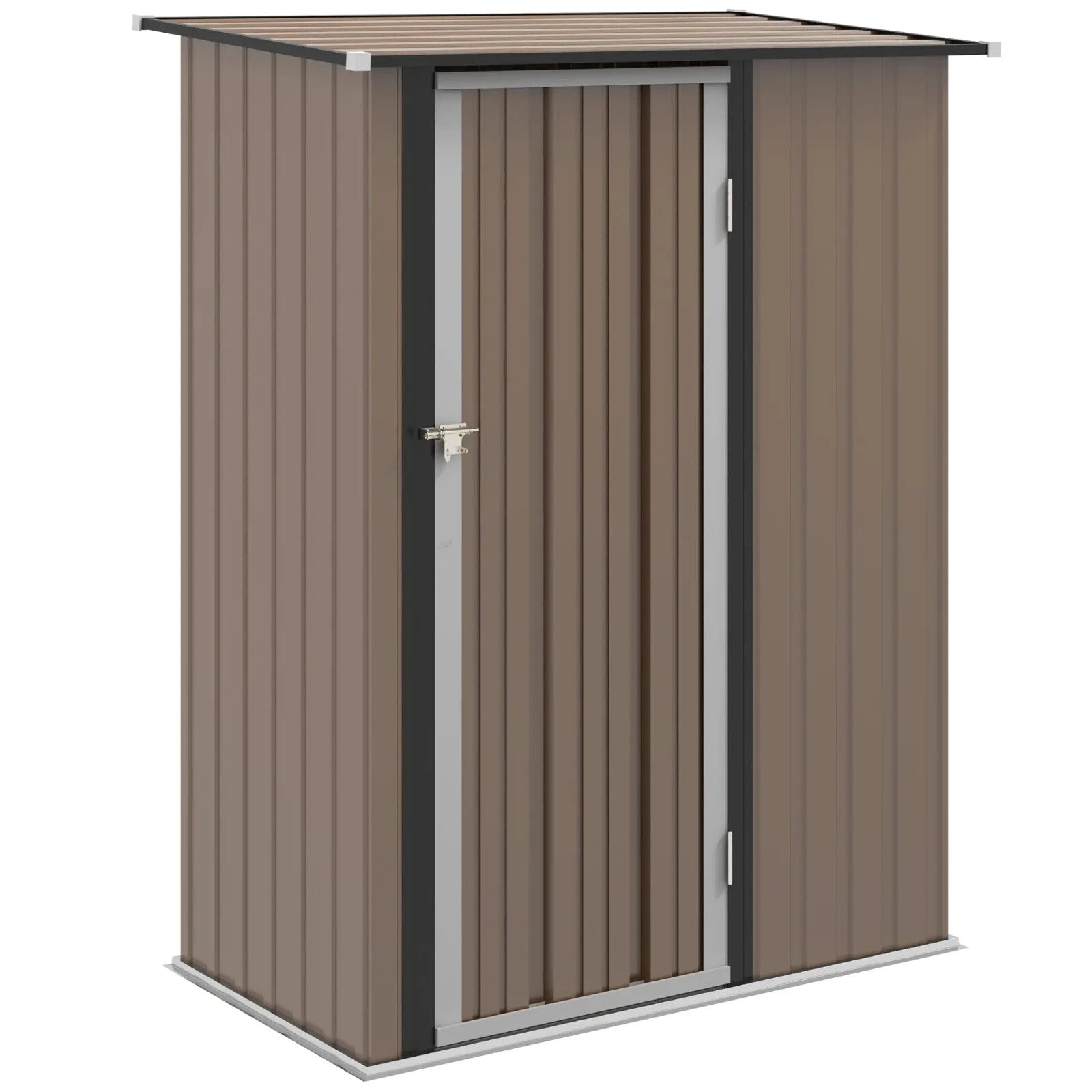 Outdoor Storage Shed Steel Garden Shed w/ Lockable Door Brown Patio Tool Shed - Home and Garden Furniture Shop - rustic - furniture